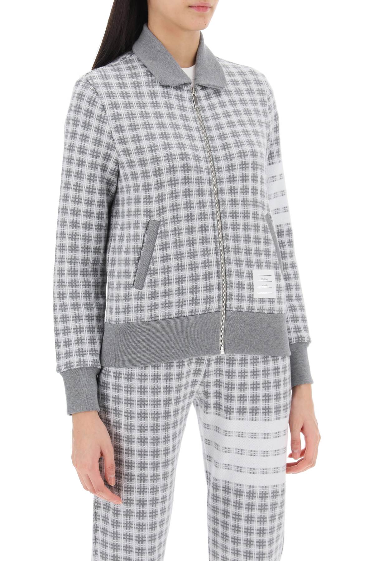 Thom Browne 4-bar sweatshirt in check knit image 1