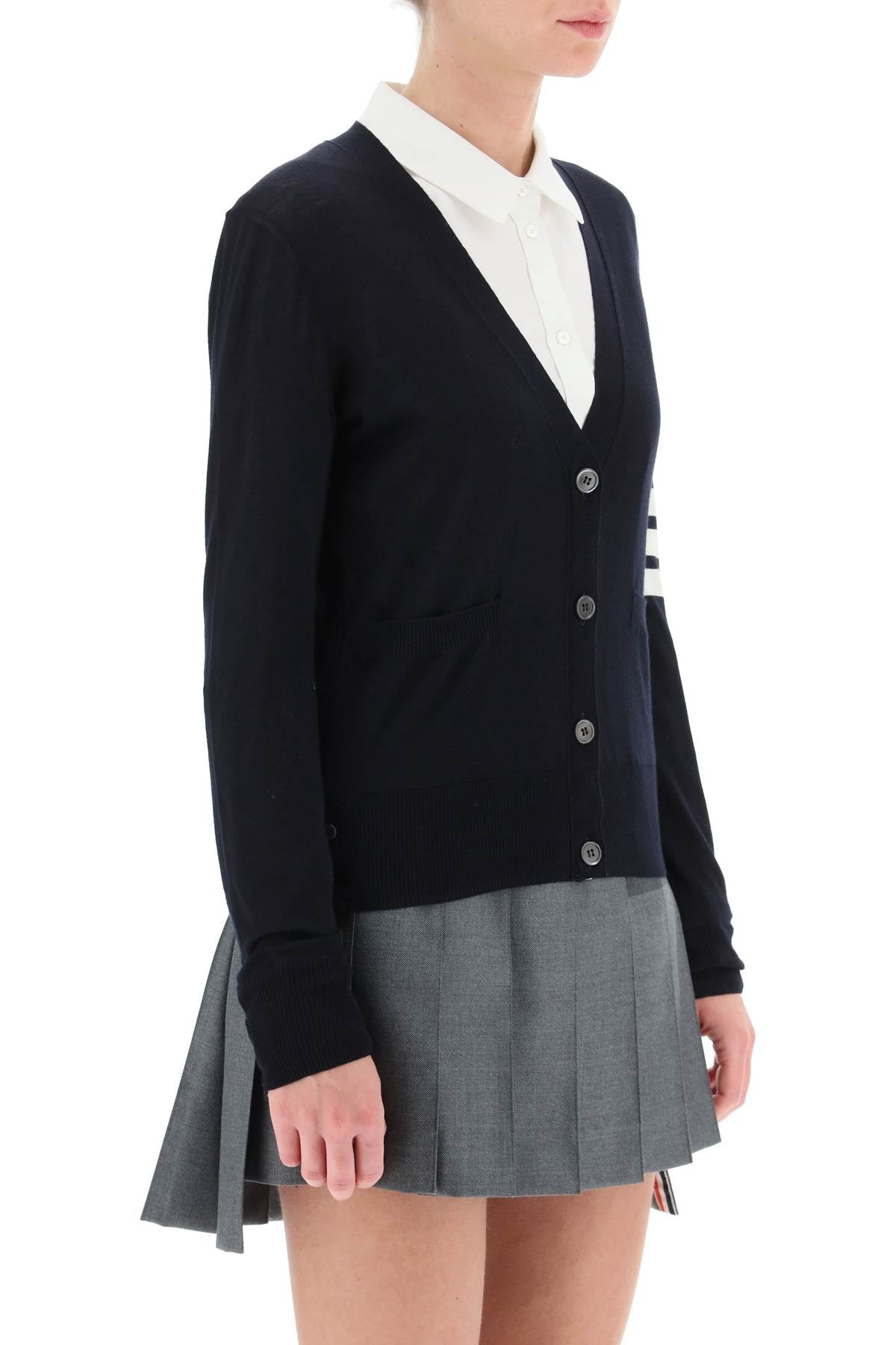 Thom Browne 4-Bar Merino Wool V-Neck Cardigan image 1