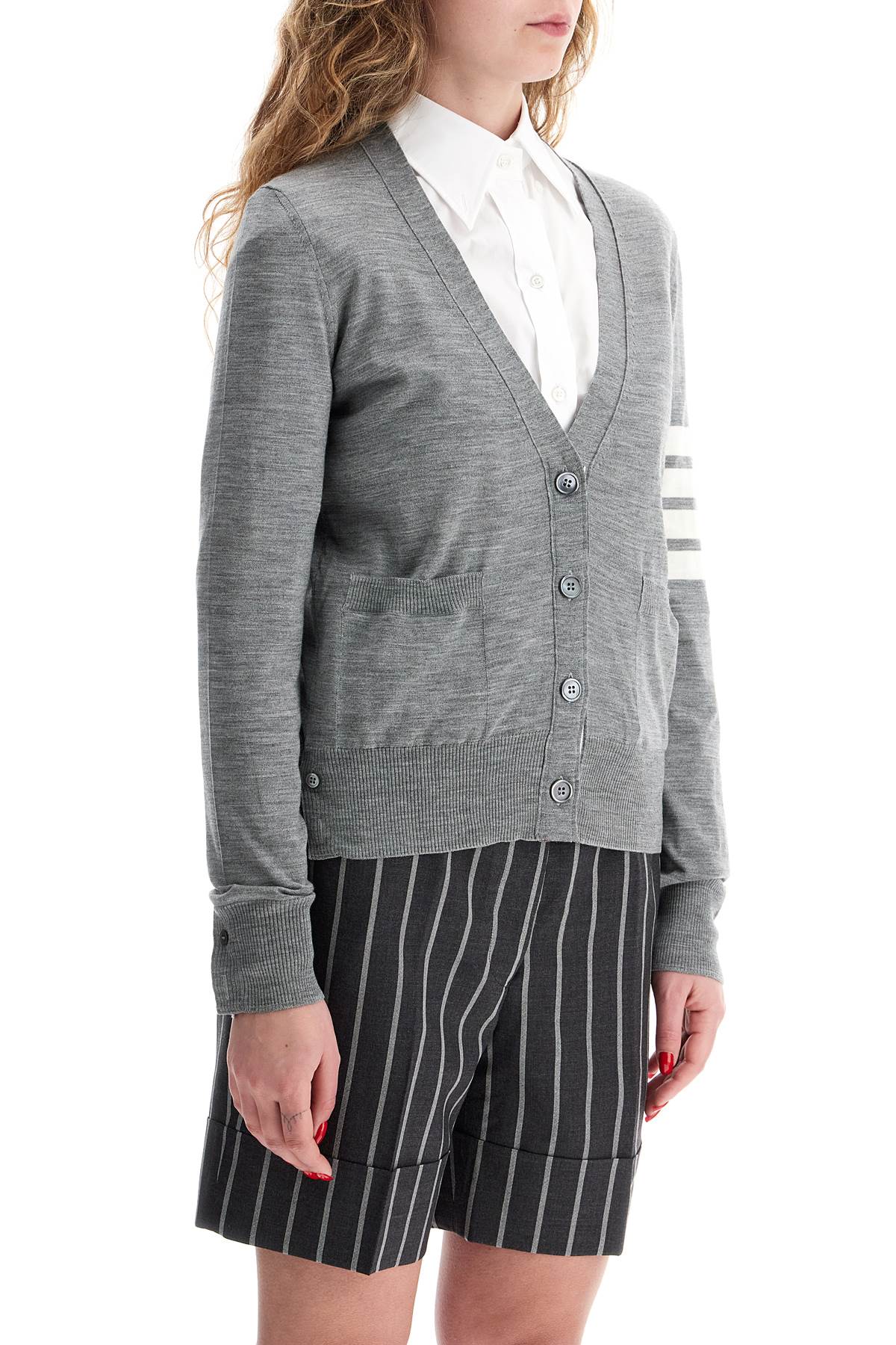 Thom Browne 4-Bar Melange Wool Cardigan image 1