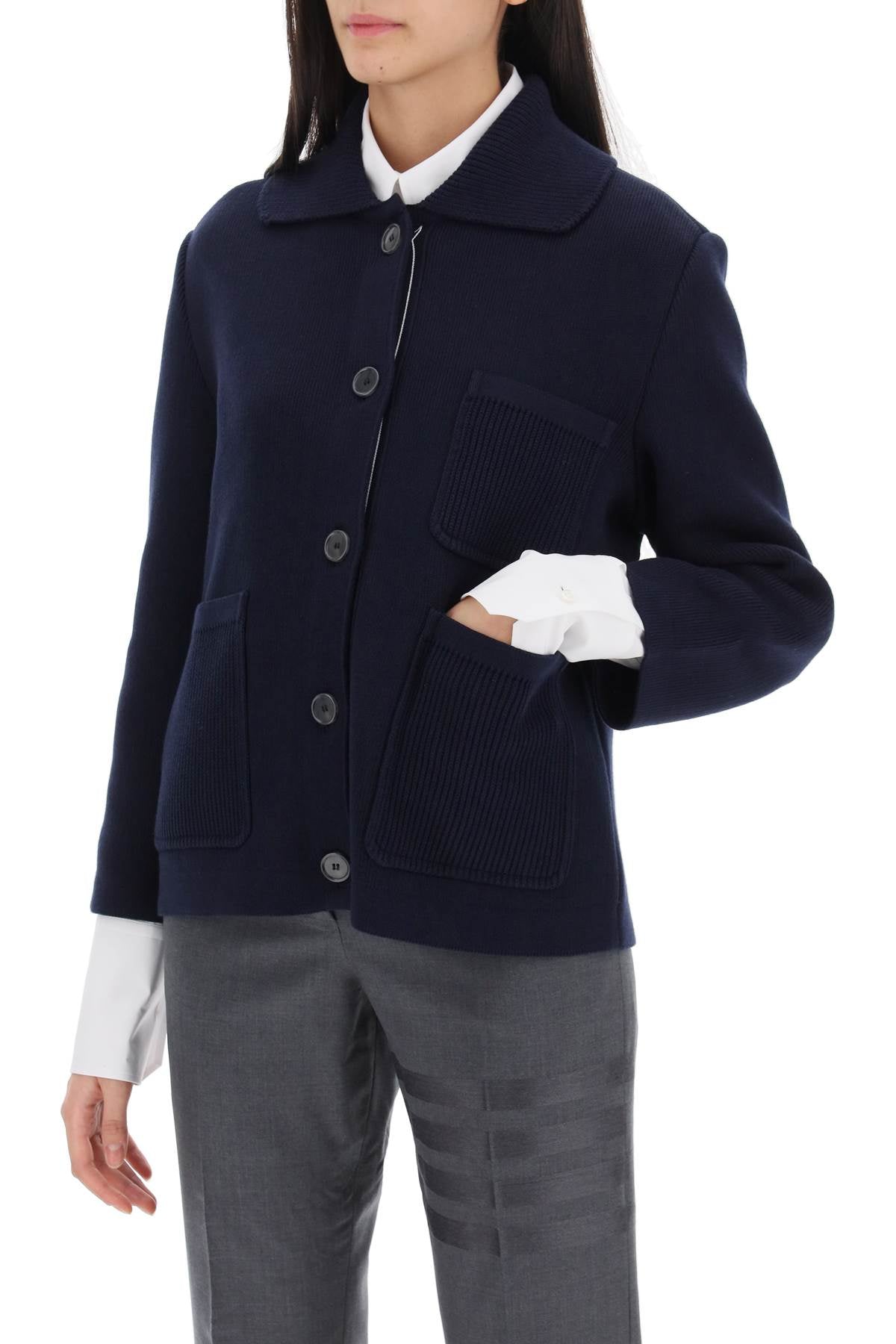 Thom Browne cotton-cashmere knit jacket image 3