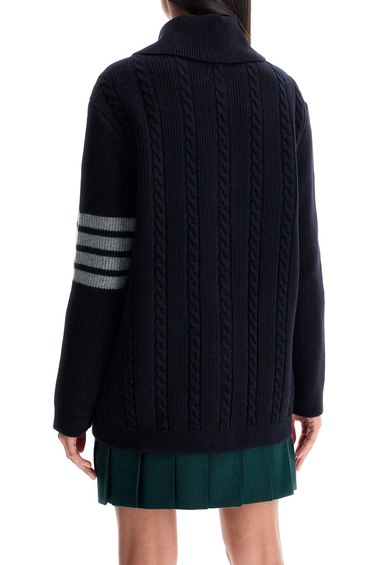 Thom Browne "4-bar heavy knit cardigan image 2