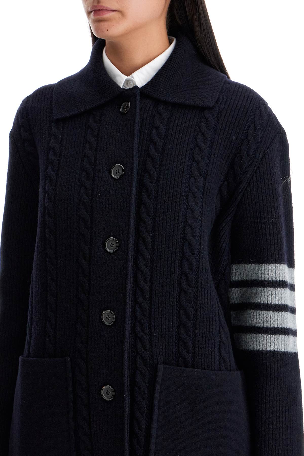 Thom Browne "4-bar heavy knit cardigan image 3