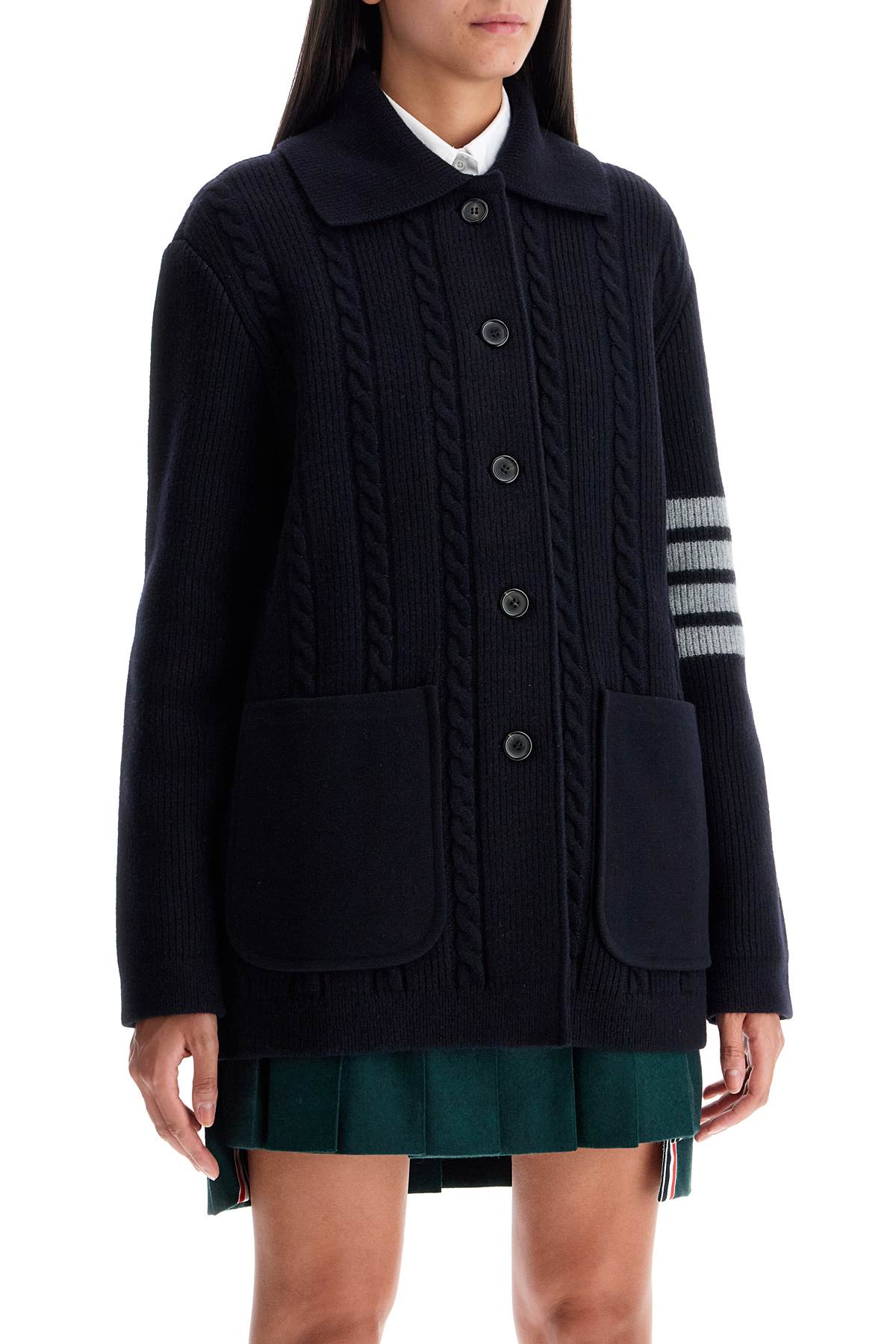 Thom Browne "4-bar heavy knit cardigan image 1