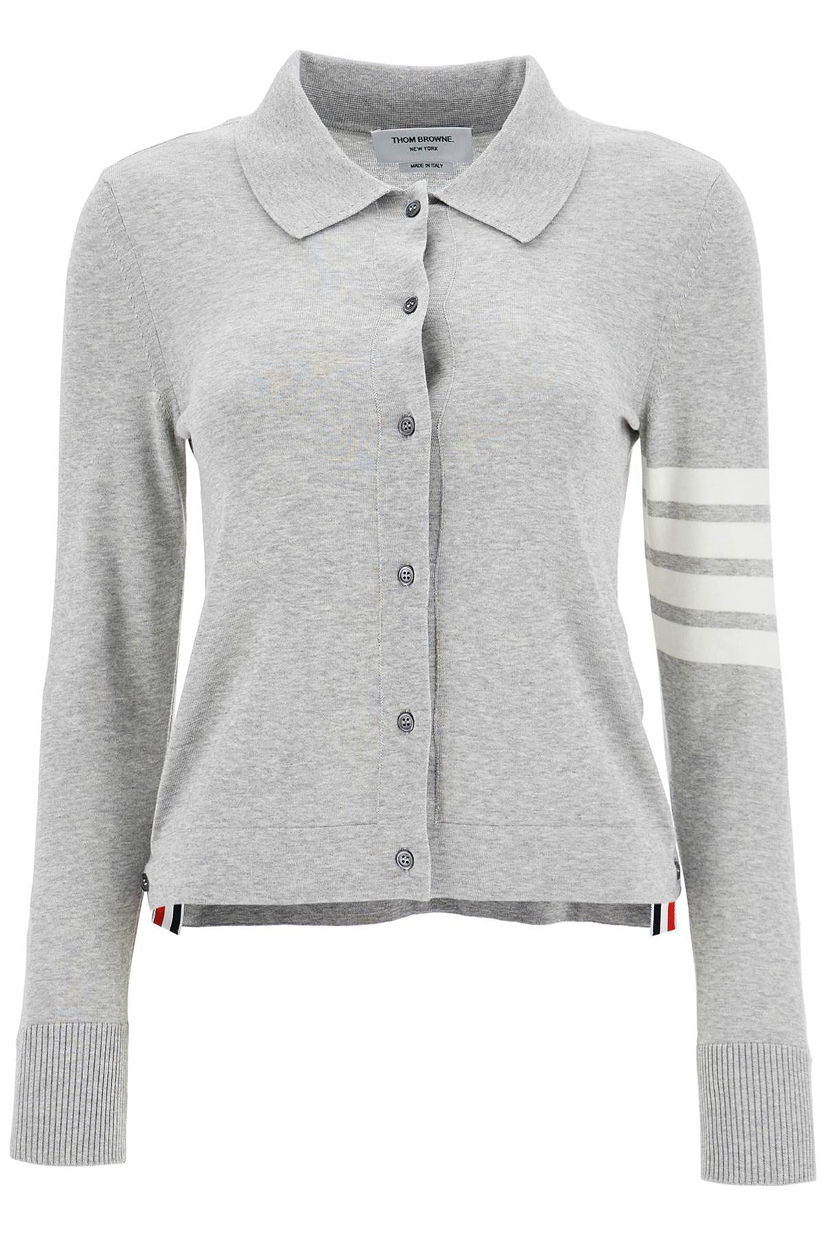 Thom Browne light grey cotton shirt with 4 stripes image 0