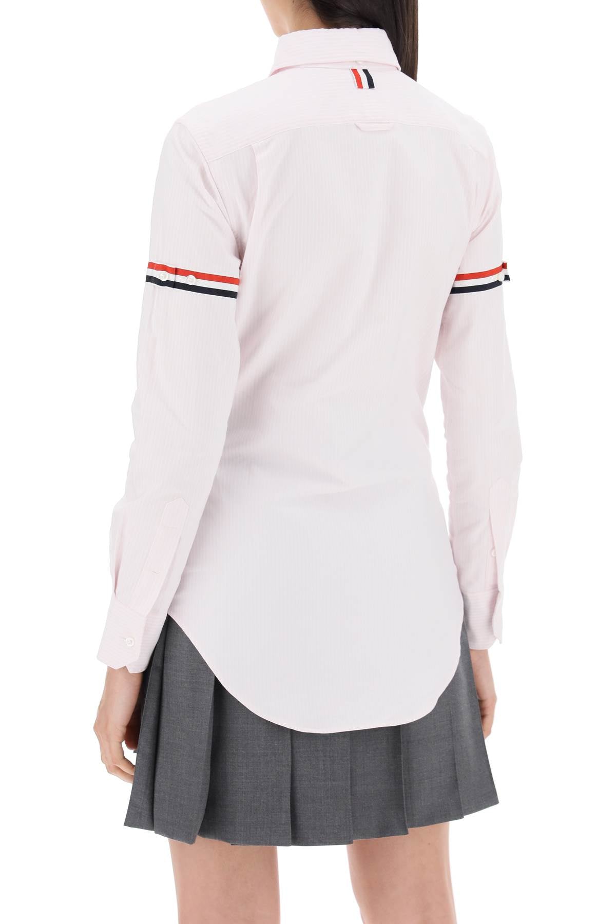 Thom Browne Oxford Cotton Shirt with Tricolor Grosgrain Inserts image 2