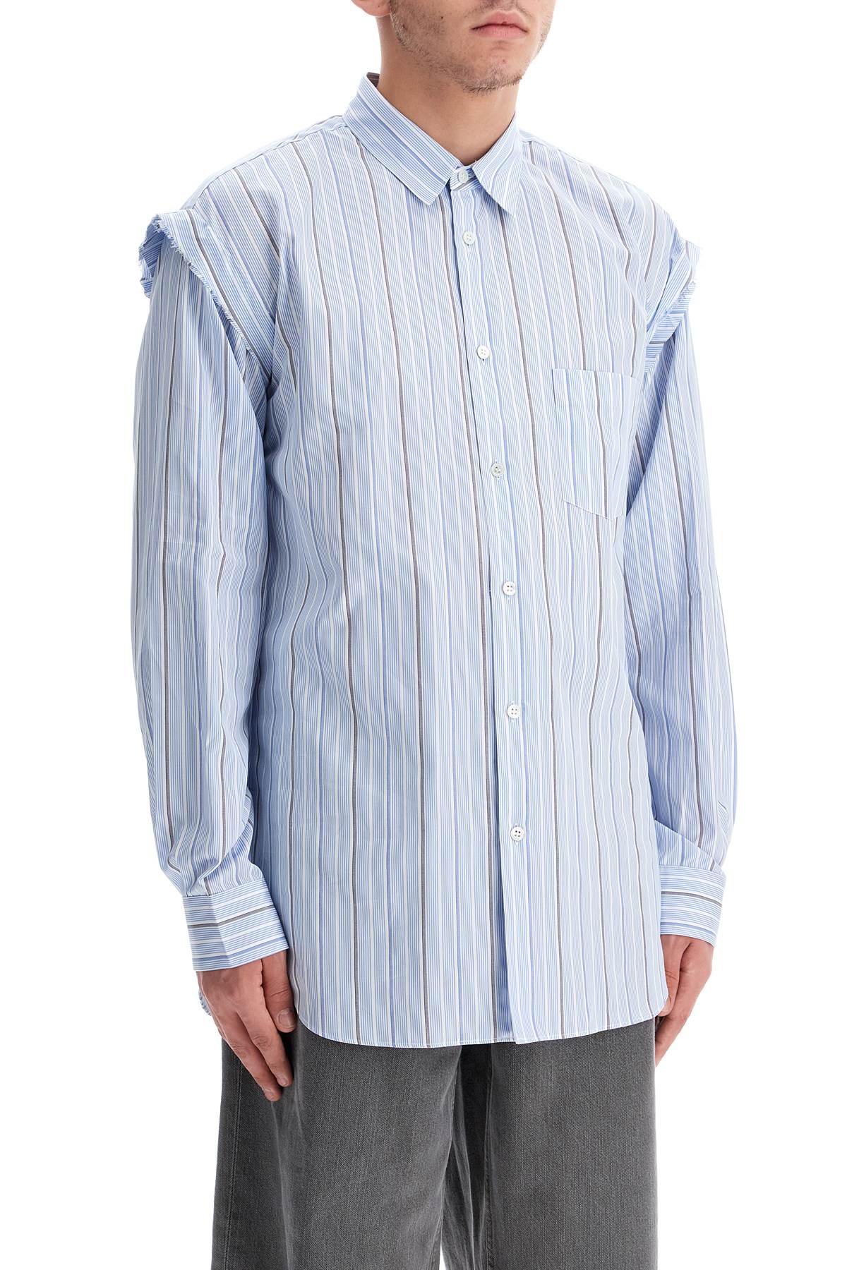 Comme des Garçons Shirt Striped Cotton Poplin Shirt with Pocket image 1