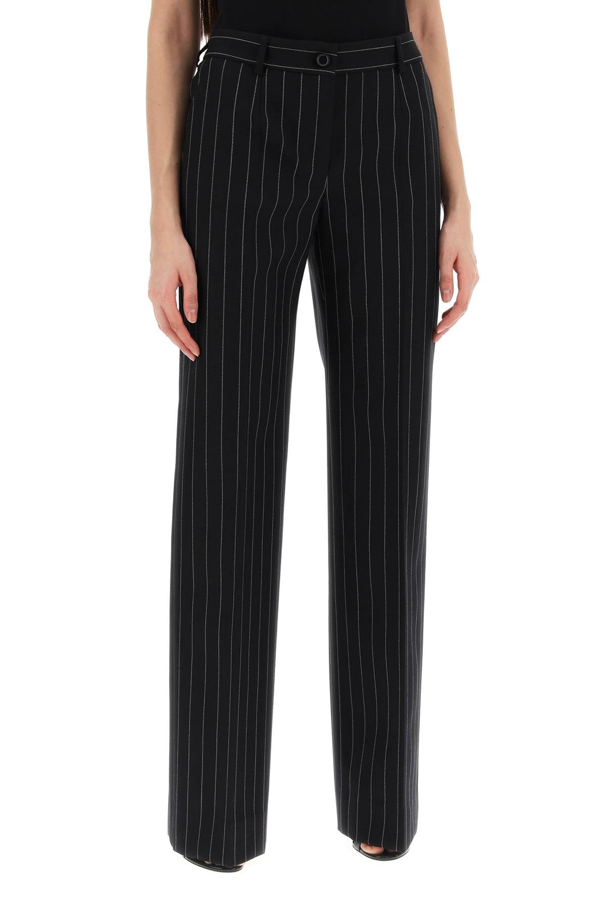 Dolce & Gabbana Women's Striped Flare Leg Wool Trousers image 1