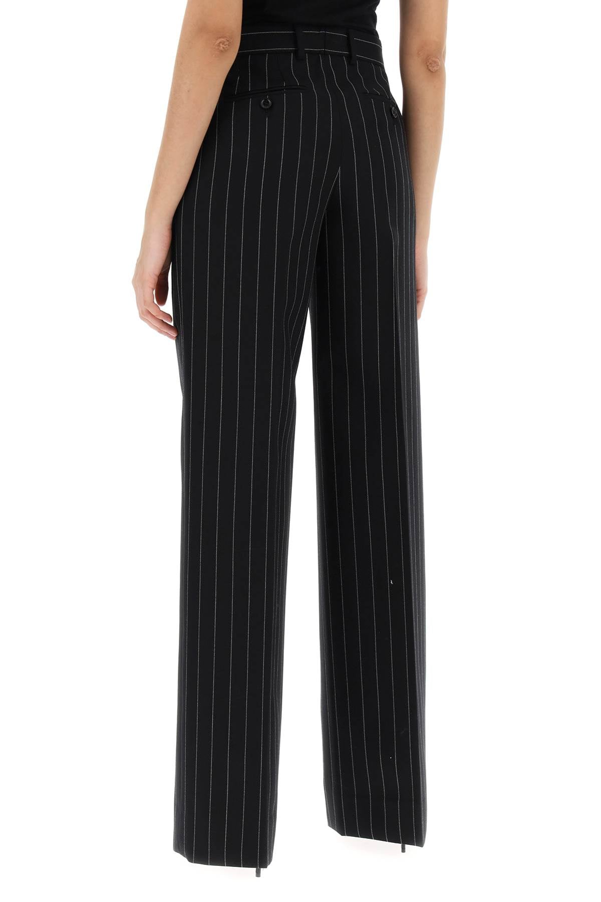 Dolce & Gabbana Women's Striped Flare Leg Wool Trousers image 2