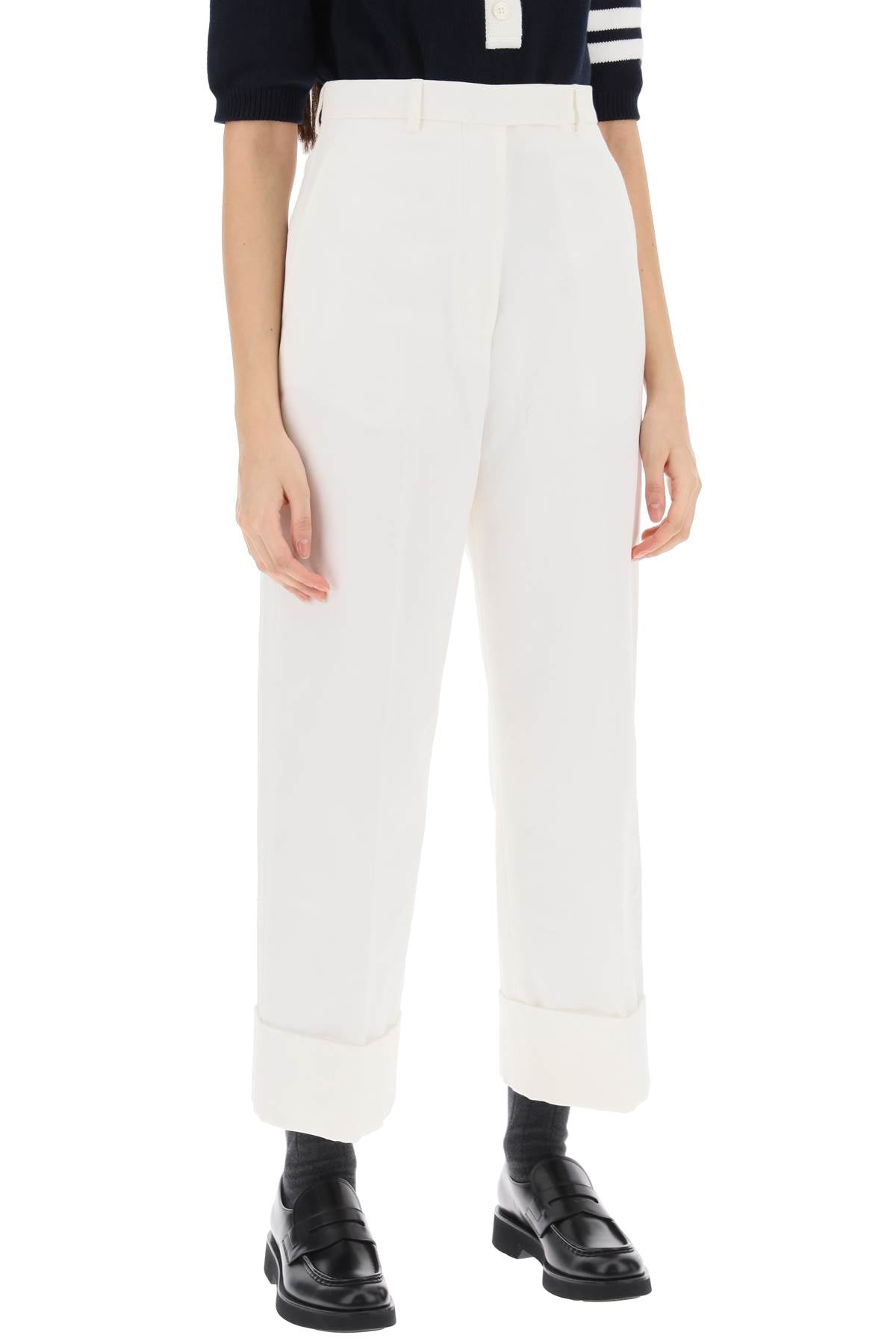 Thom Browne Cropped Wide Leg Cotton Canvas Jeans image 1