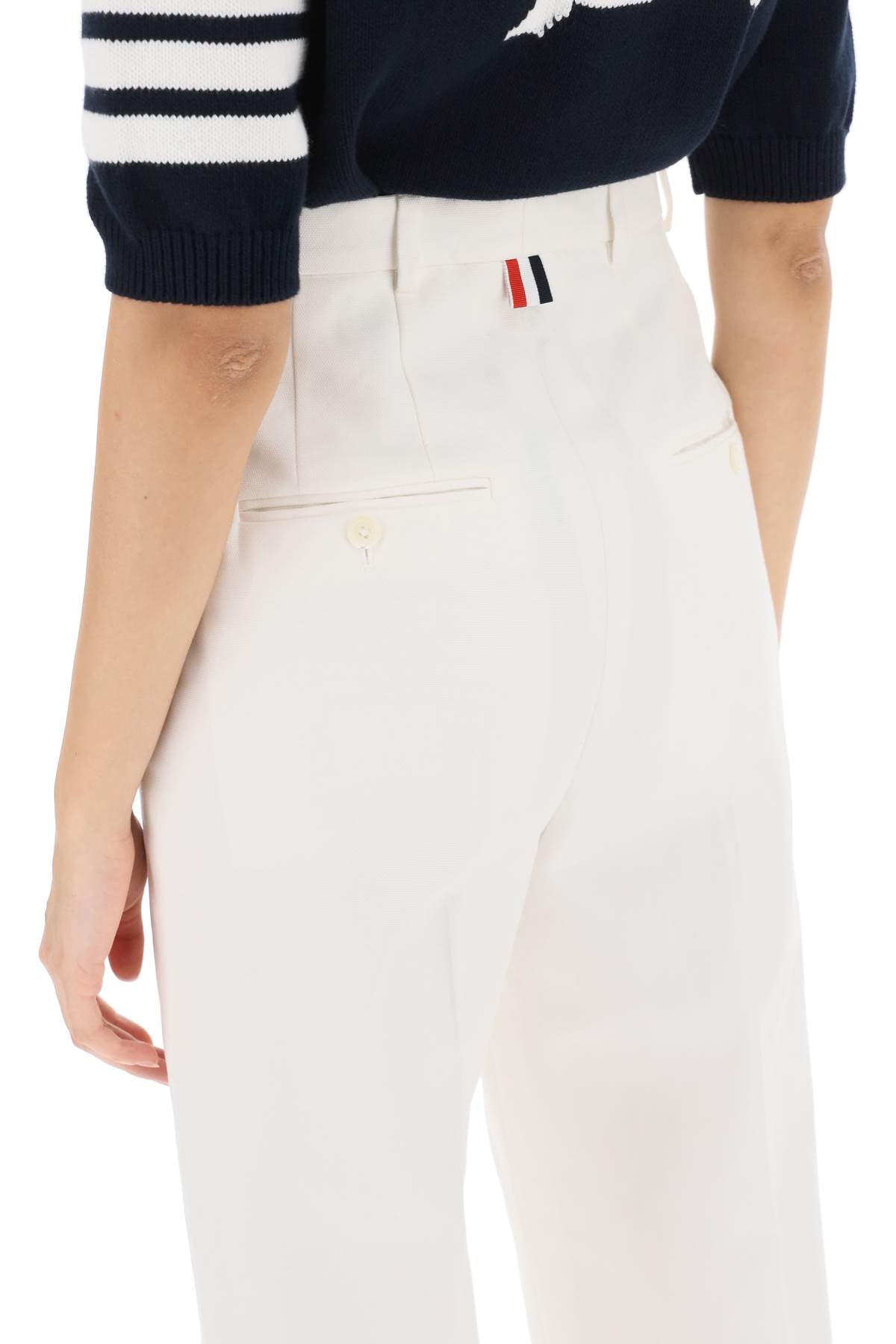 Thom Browne Cropped Wide Leg Cotton Canvas Jeans image 3