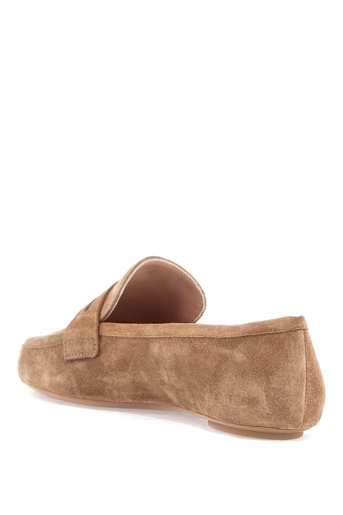 Gianvito Rossi Giorgia Suede Leather Loafers with Golden Ribbon Detail image 2