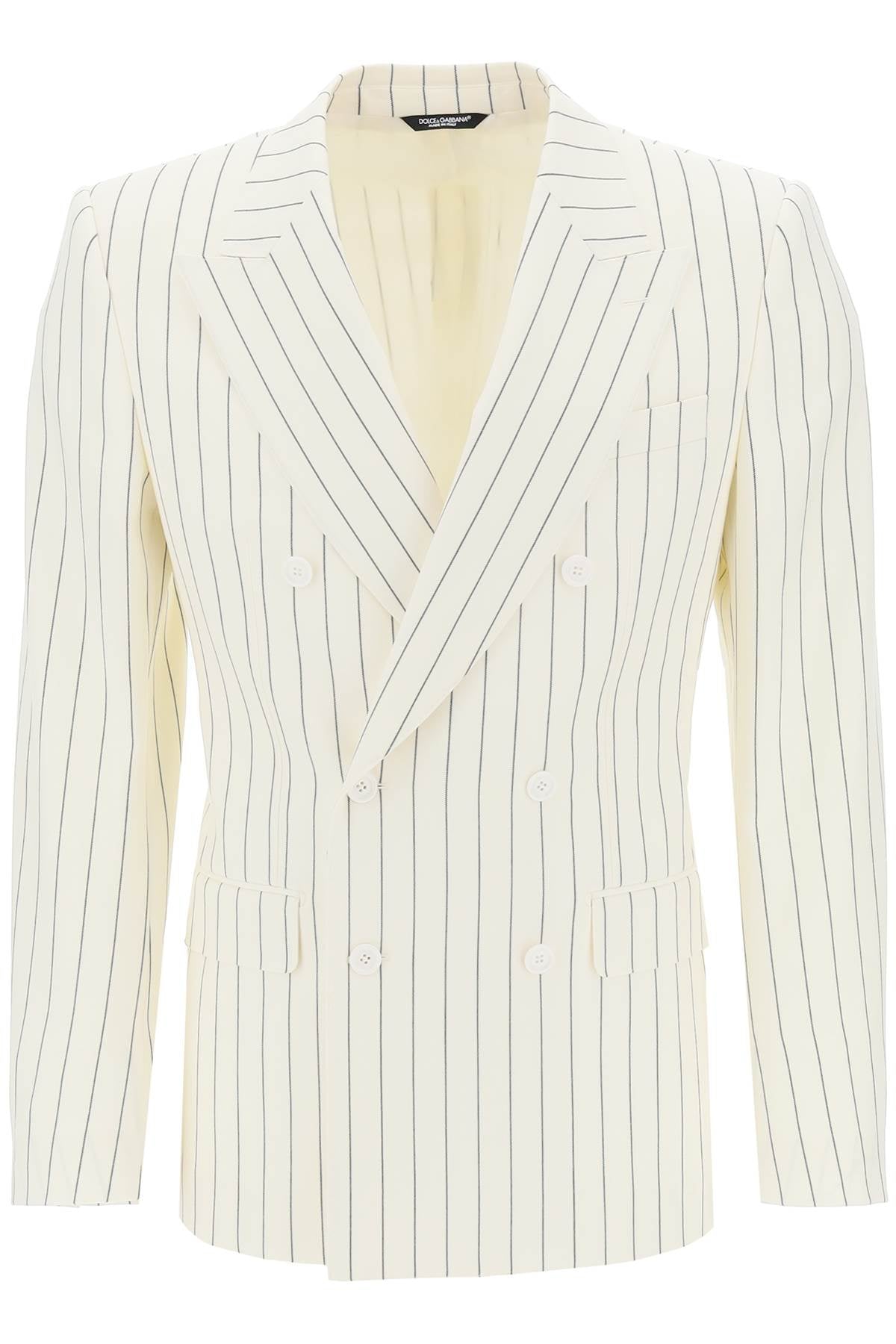 Dolce & Gabbana Double-Breasted Pinstripe Wool and Silk Crepe Jacket image 0