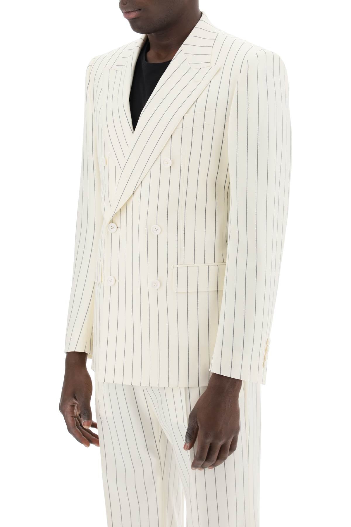 Dolce & Gabbana Double-Breasted Pinstripe Wool and Silk Crepe Jacket image 3