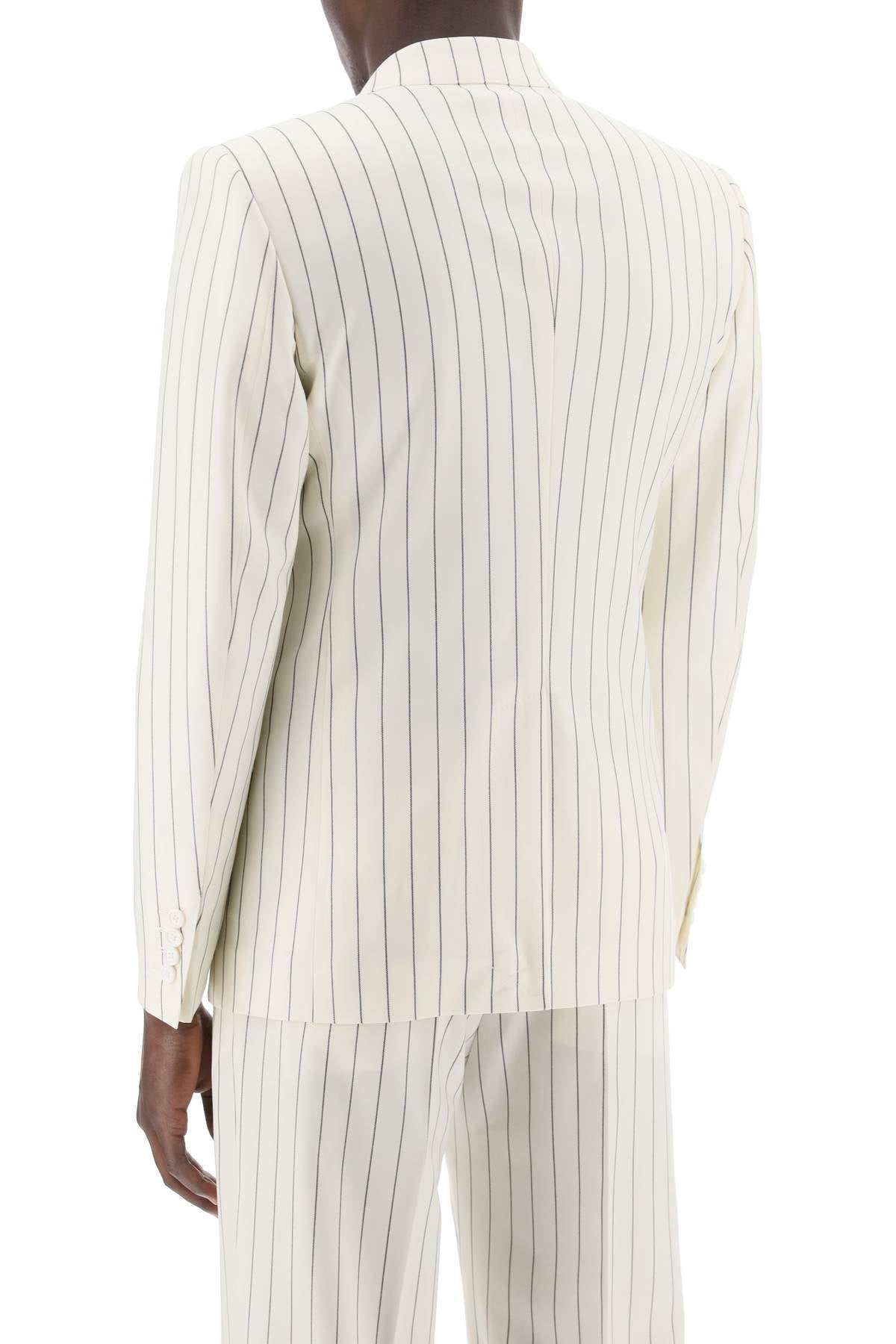 Dolce & Gabbana Double-Breasted Pinstripe Wool and Silk Crepe Jacket image 2