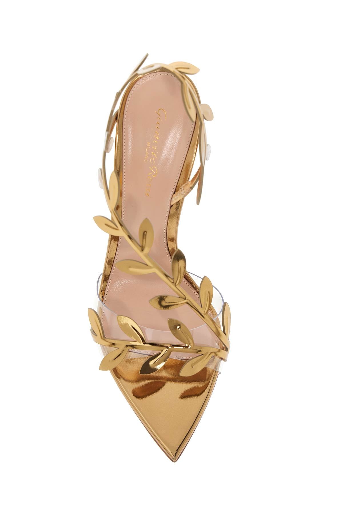 Gianvito Rossi Flavia Mirrored Leather Sandals with Laser-Cut Floral Detail image 1