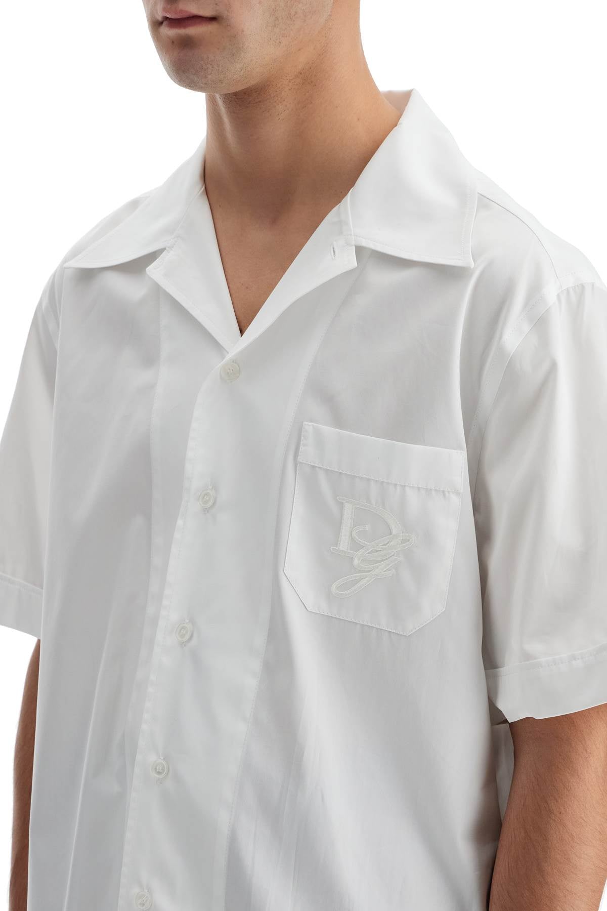 Dolce & Gabbana Short-Sleeve Cotton Poplin Shirt with Pocket image 3