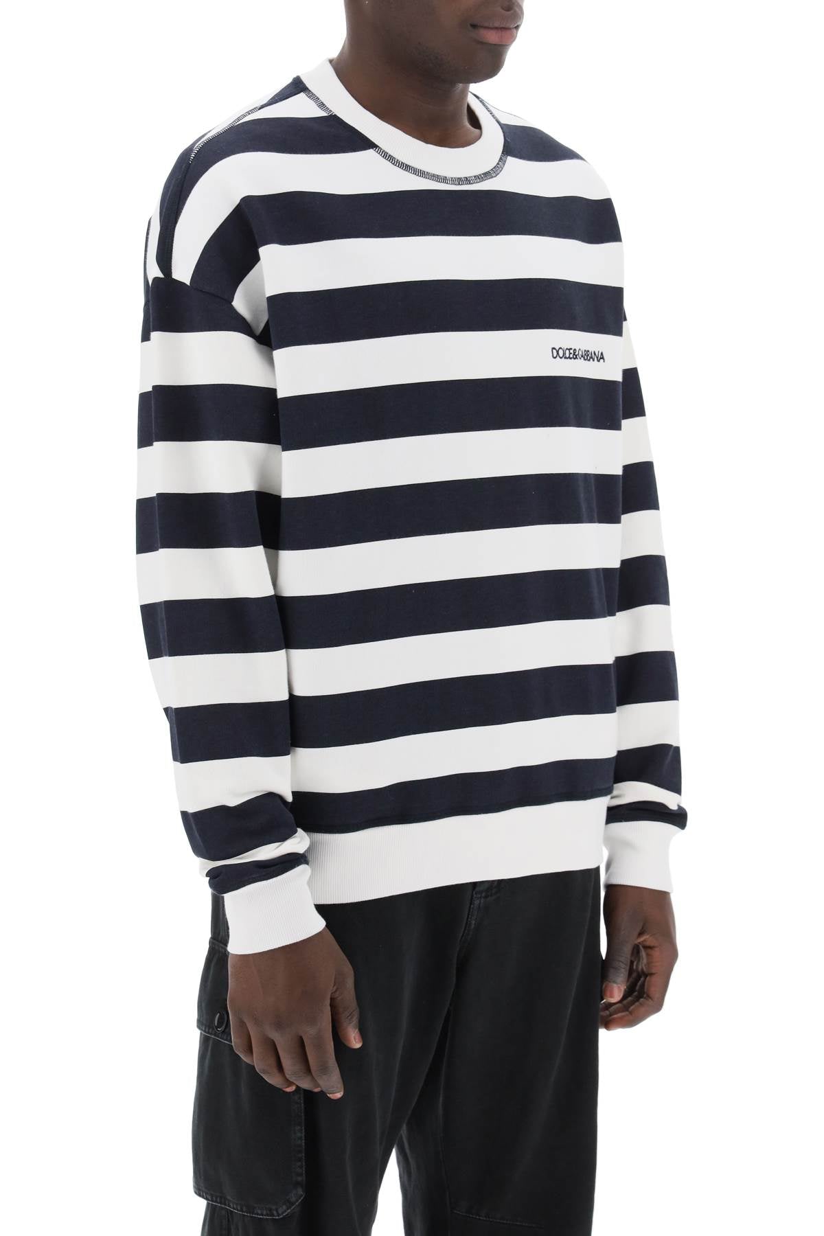 Dolce & Gabbana striped sweatshirt with embroidered logo image 1