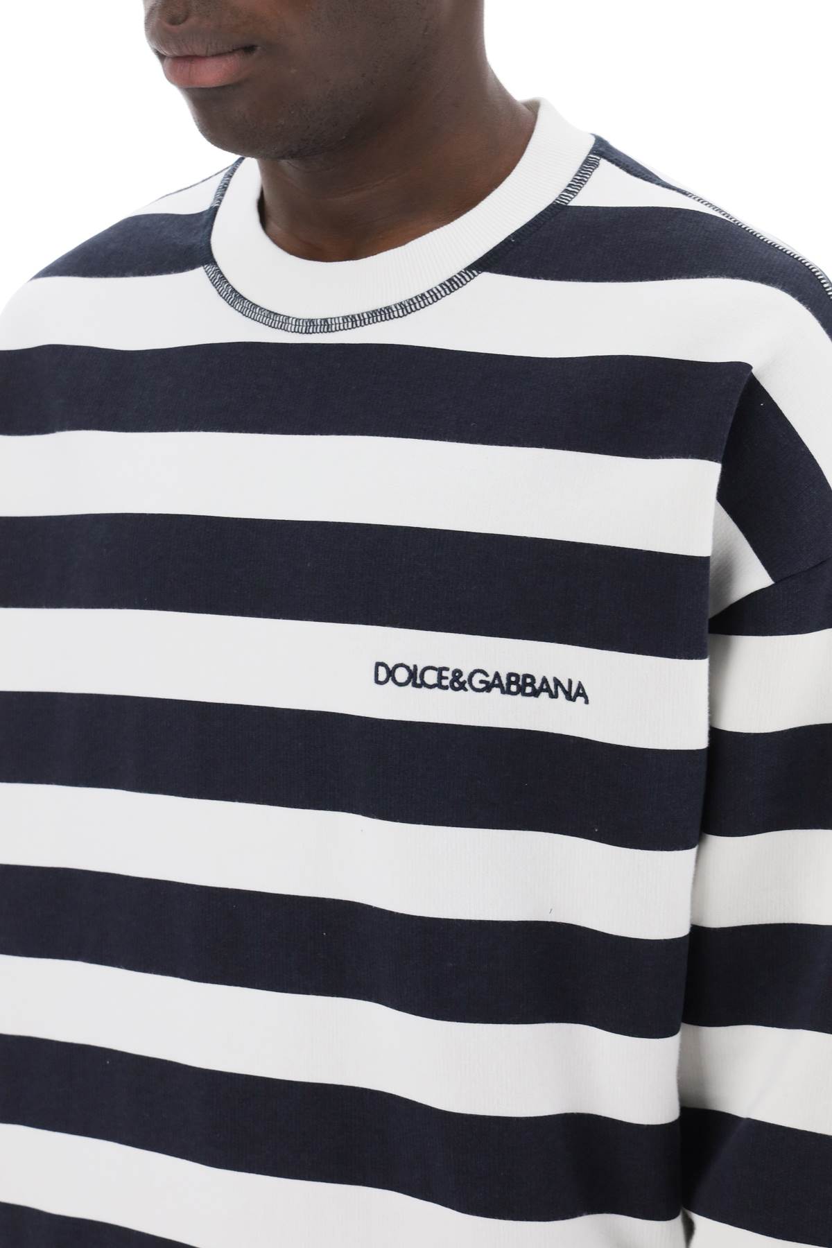 Dolce & Gabbana striped sweatshirt with embroidered logo image 3