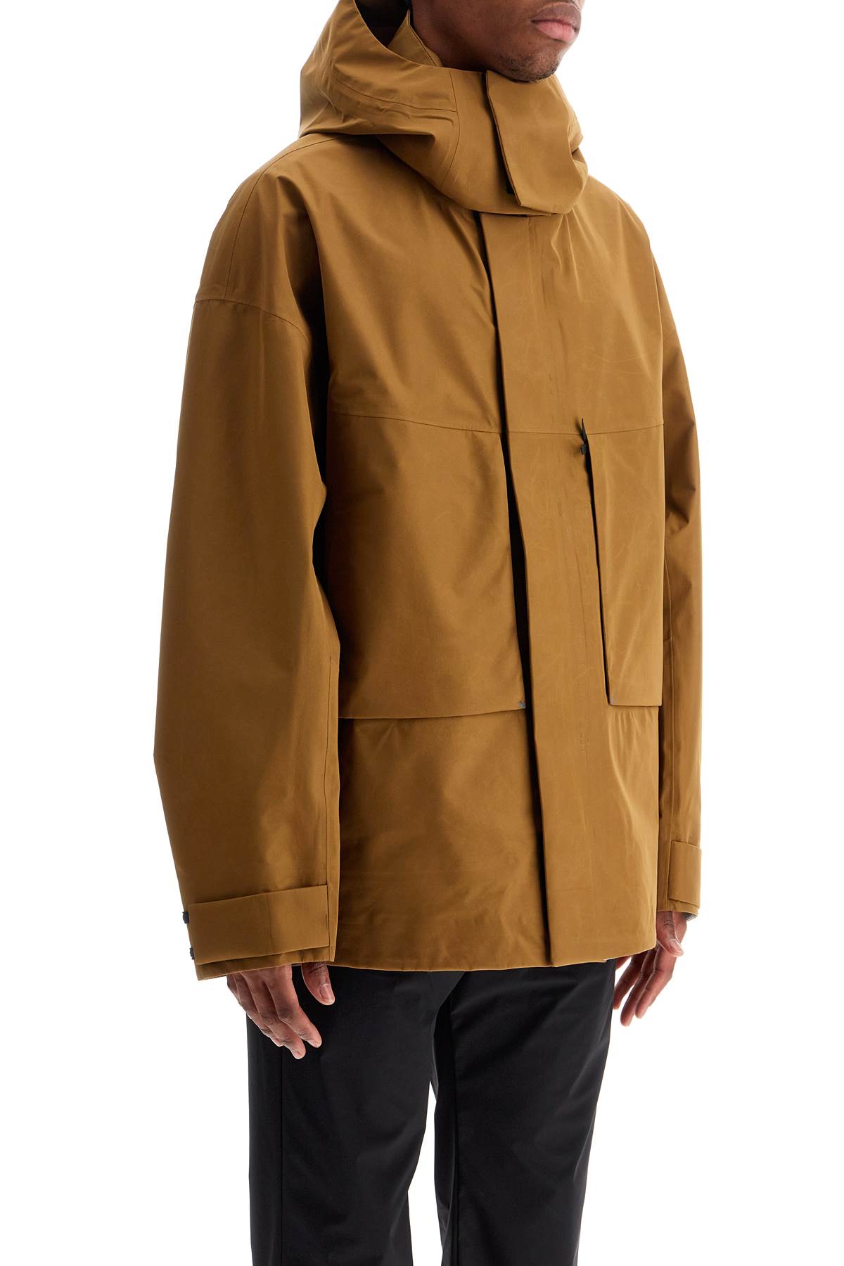 Herno Laminar light brown waterproof short jacket in polyester with hood image 1