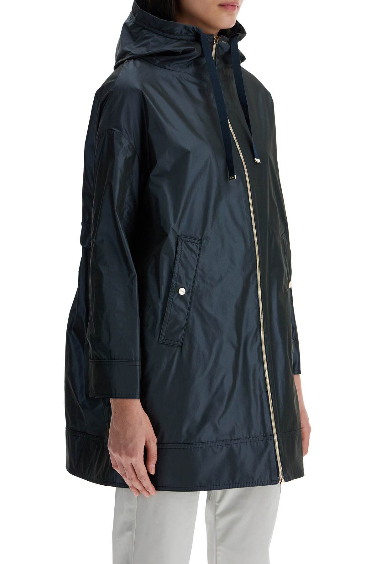 HERNO dark blue technical taffeta waterproof parka with hood image 1