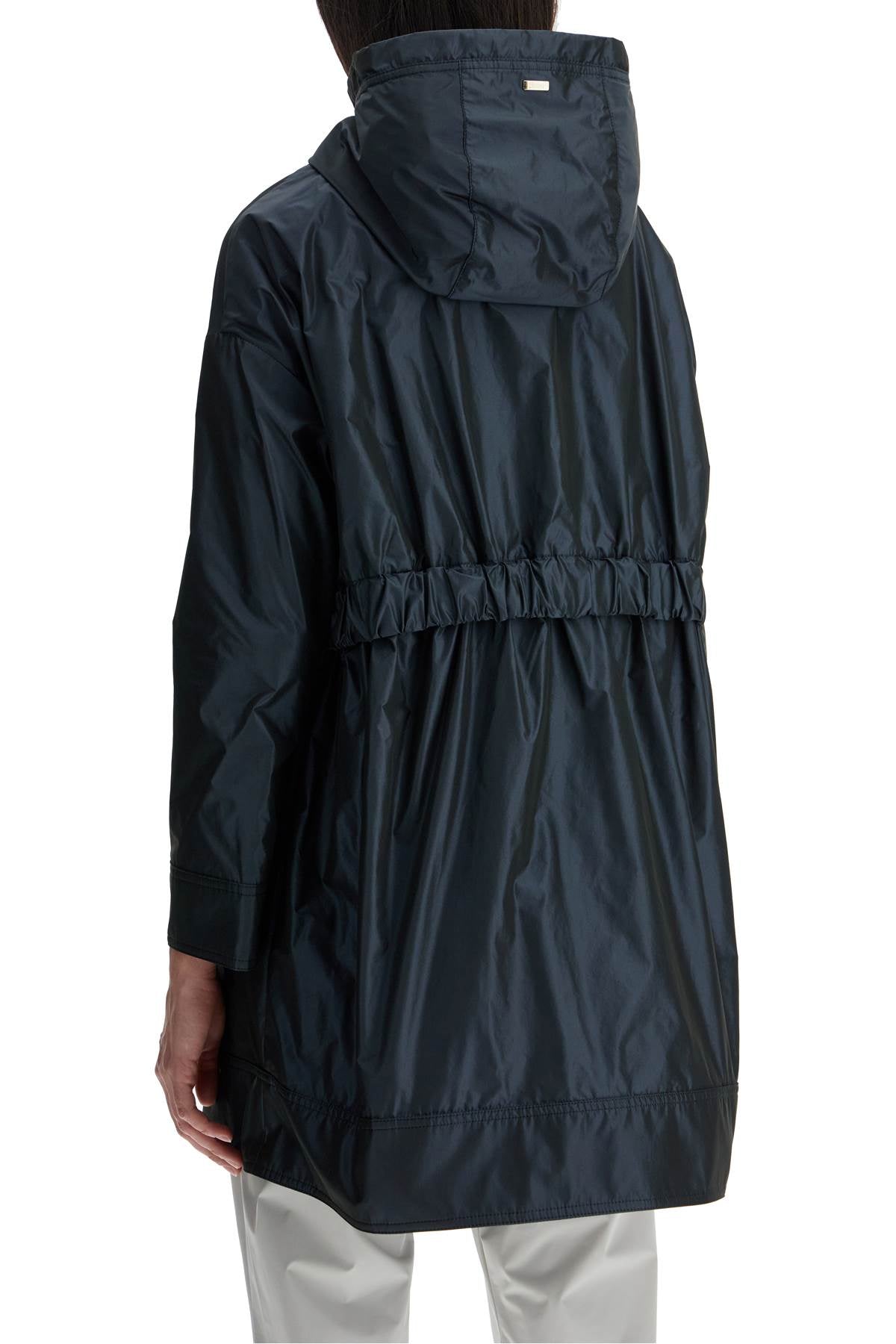 HERNO dark blue technical taffeta waterproof parka with hood image 2