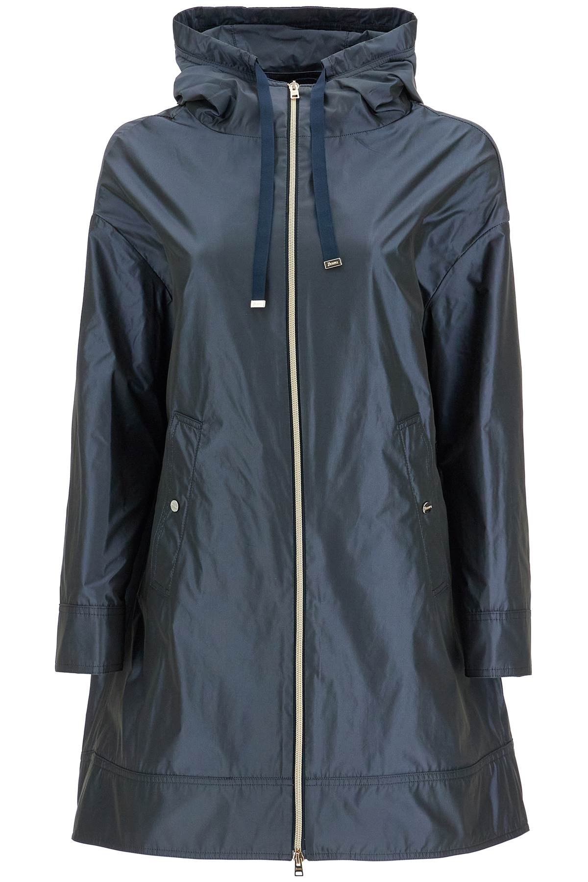 HERNO dark blue technical taffeta waterproof parka with hood image 0