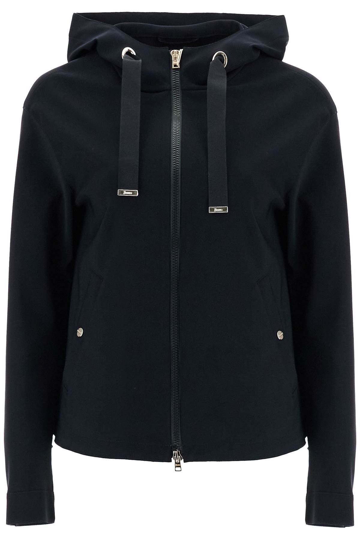 HERNO first-act short black jacket with hood image 0