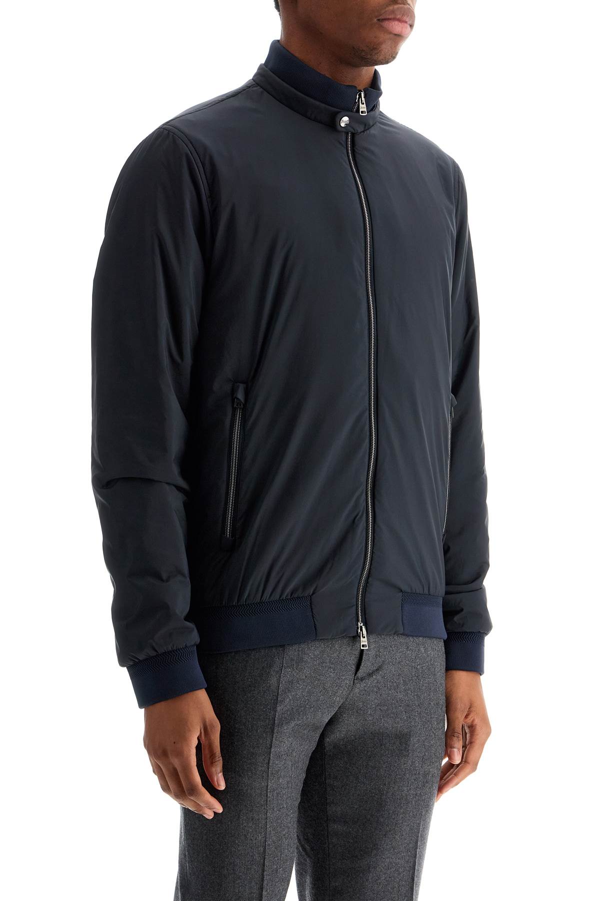 HERNO bomber impermeabile leggero in poliammide blu scuro con zip e tasche image 1