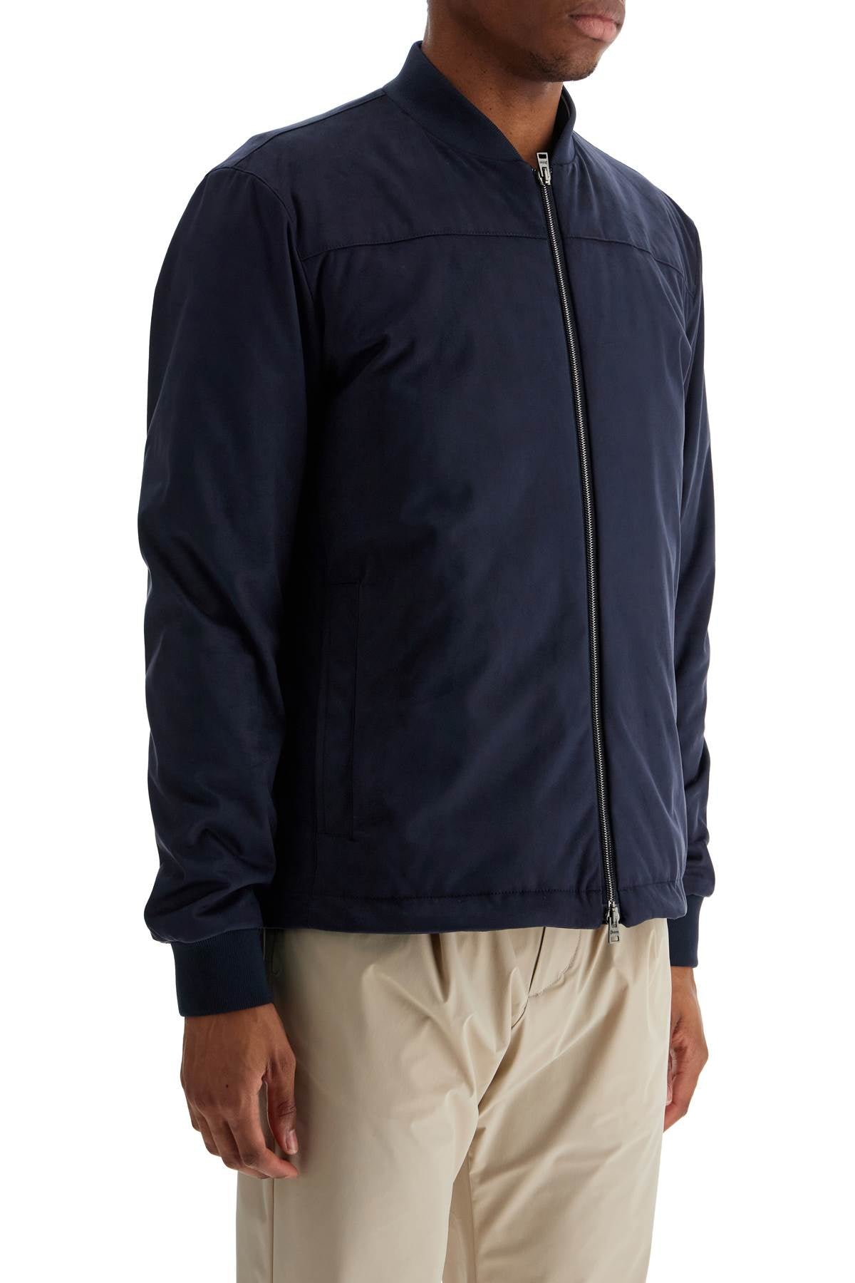 HERNO dark blue suede bomber with mandarin collar image 1