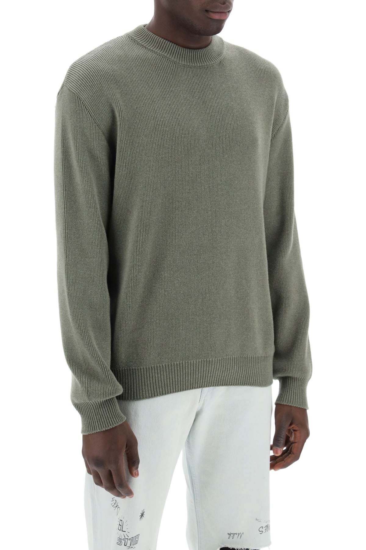 Golden Goose Davis Cotton Rib Sweater: Crewneck, Embroidered, Double Star Appliqué image 1