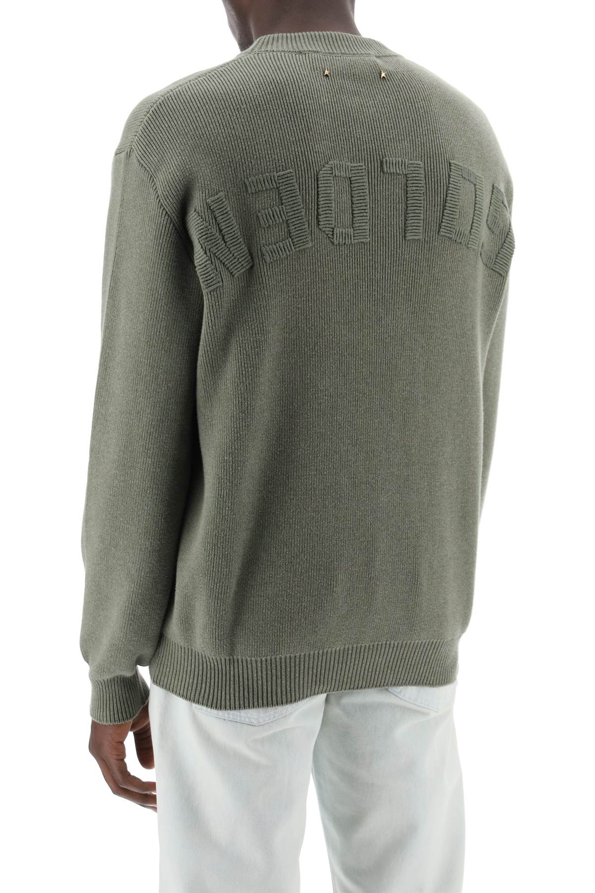 Golden Goose Davis Cotton Rib Sweater: Crewneck, Embroidered, Double Star Appliqué image 2