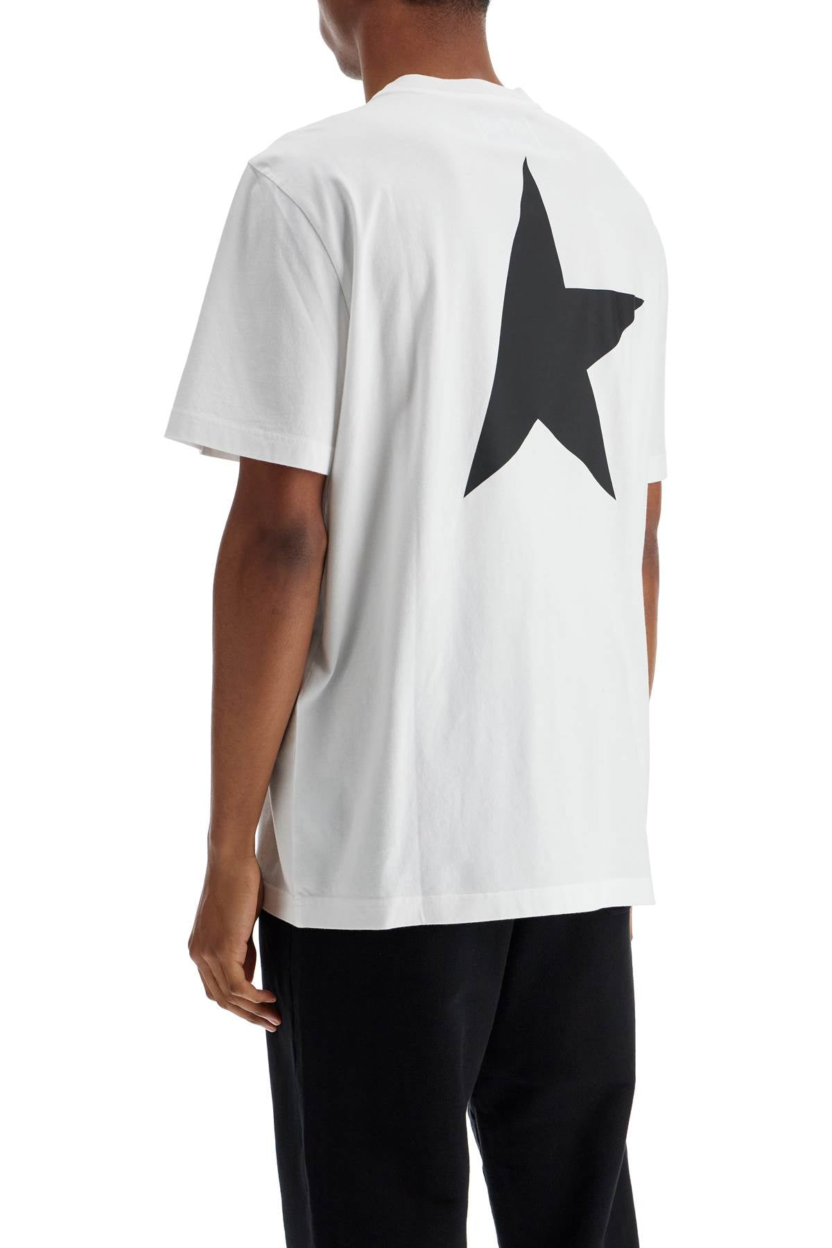 Golden Goose white cotton men's t-shirt with large black star image 2