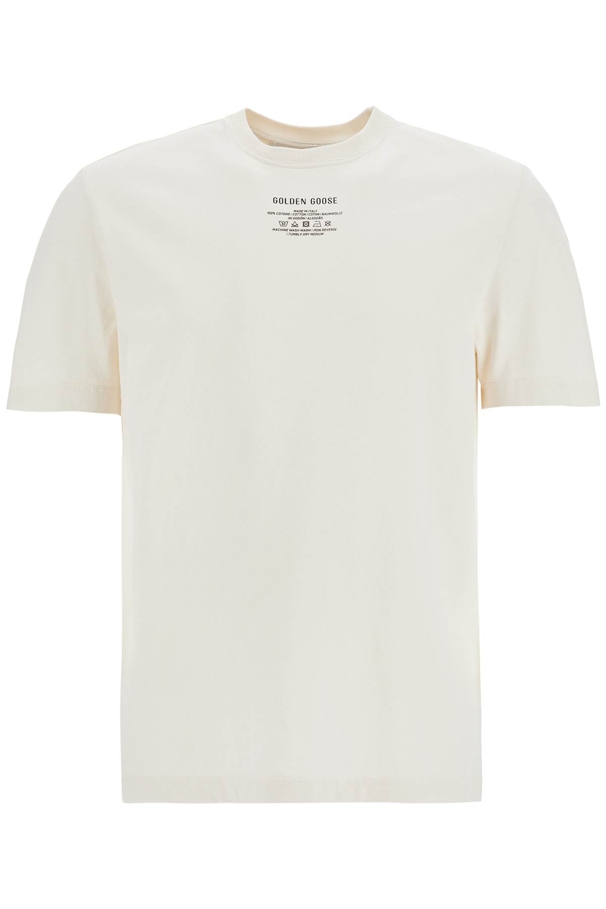 Golden Goose men's organic cotton white t-shirt with printed logo image 0