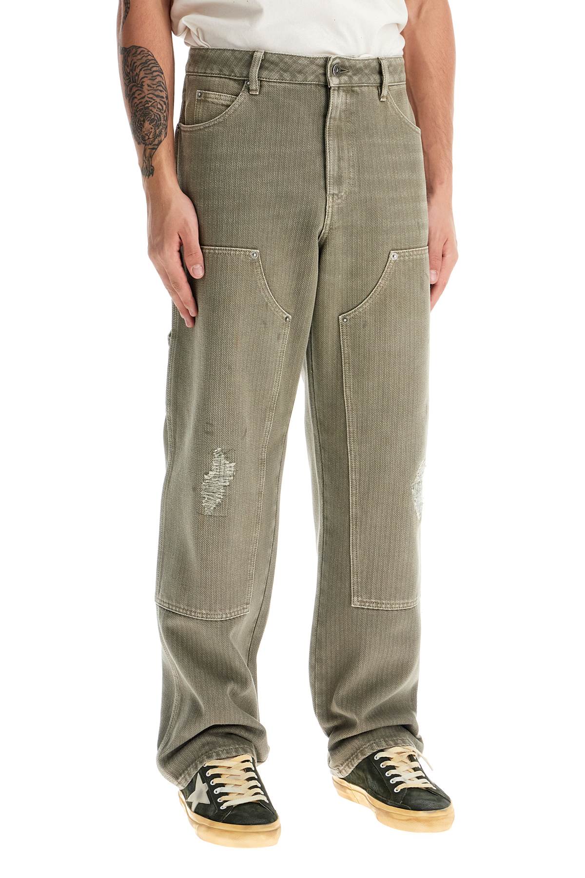 Golden Goose Distressed Striped Wide-Leg Pants image 1