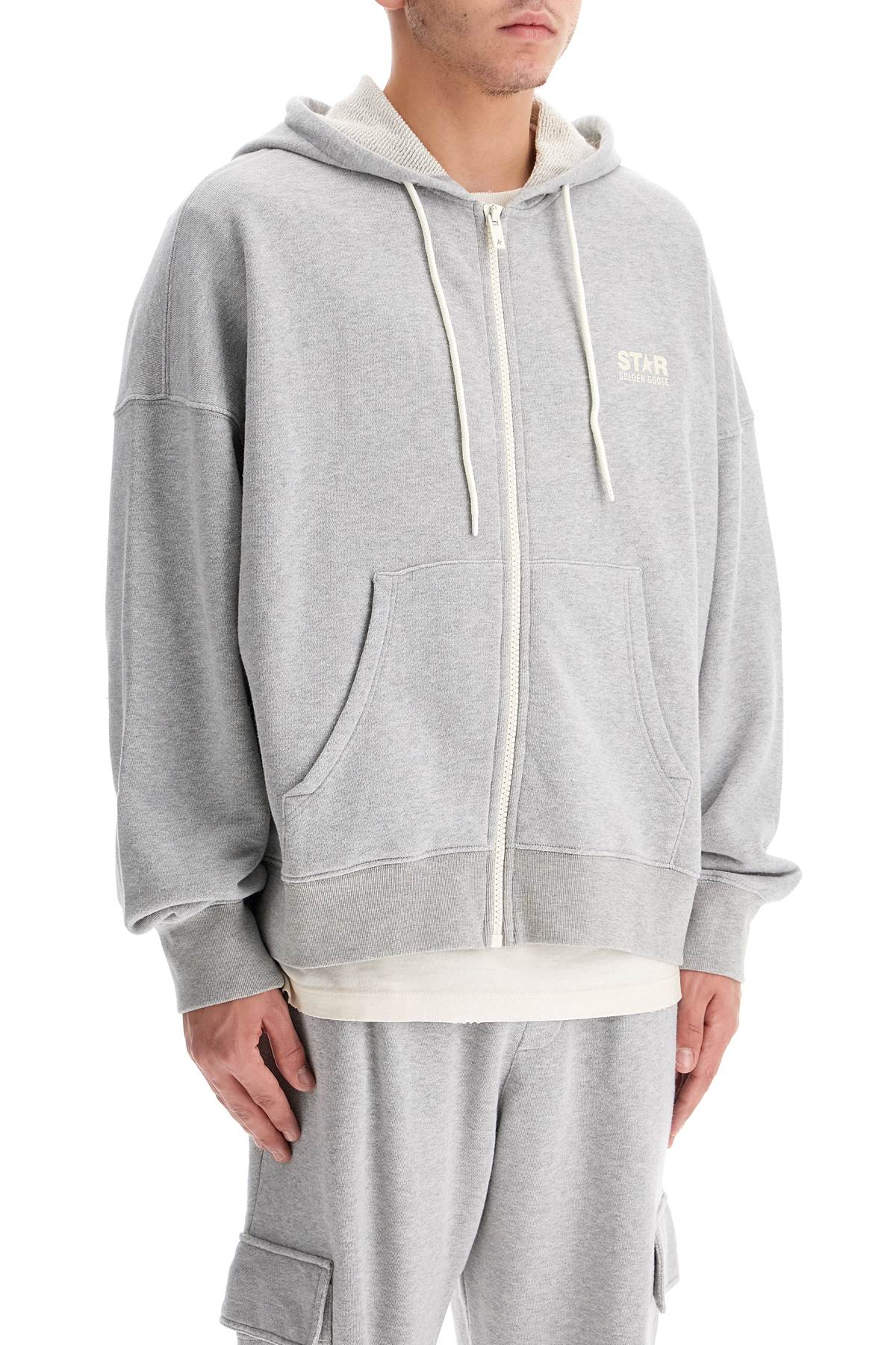 Golden Goose Hooded Full-Zip Sweatshirt with Logo image 1