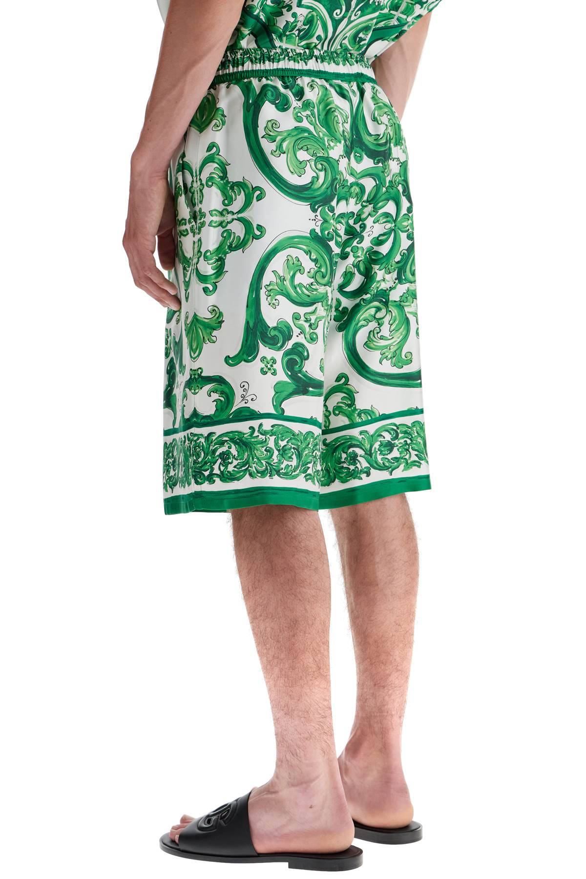 Dolce & Gabbana Maiolica Print Silk Bermuda Shorts image 2