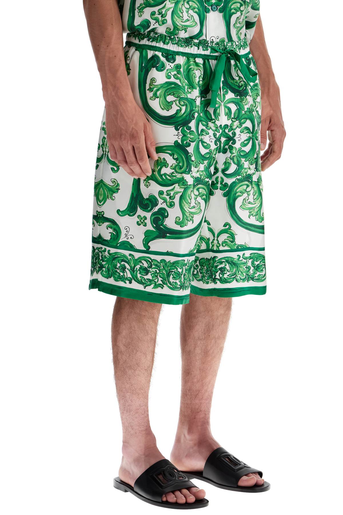 Dolce & Gabbana Maiolica Print Silk Bermuda Shorts image 1