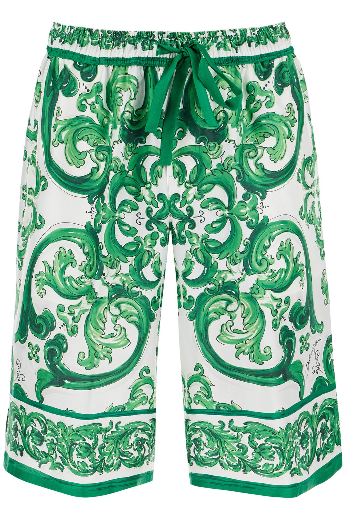 Dolce & Gabbana Maiolica Print Silk Bermuda Shorts image 0