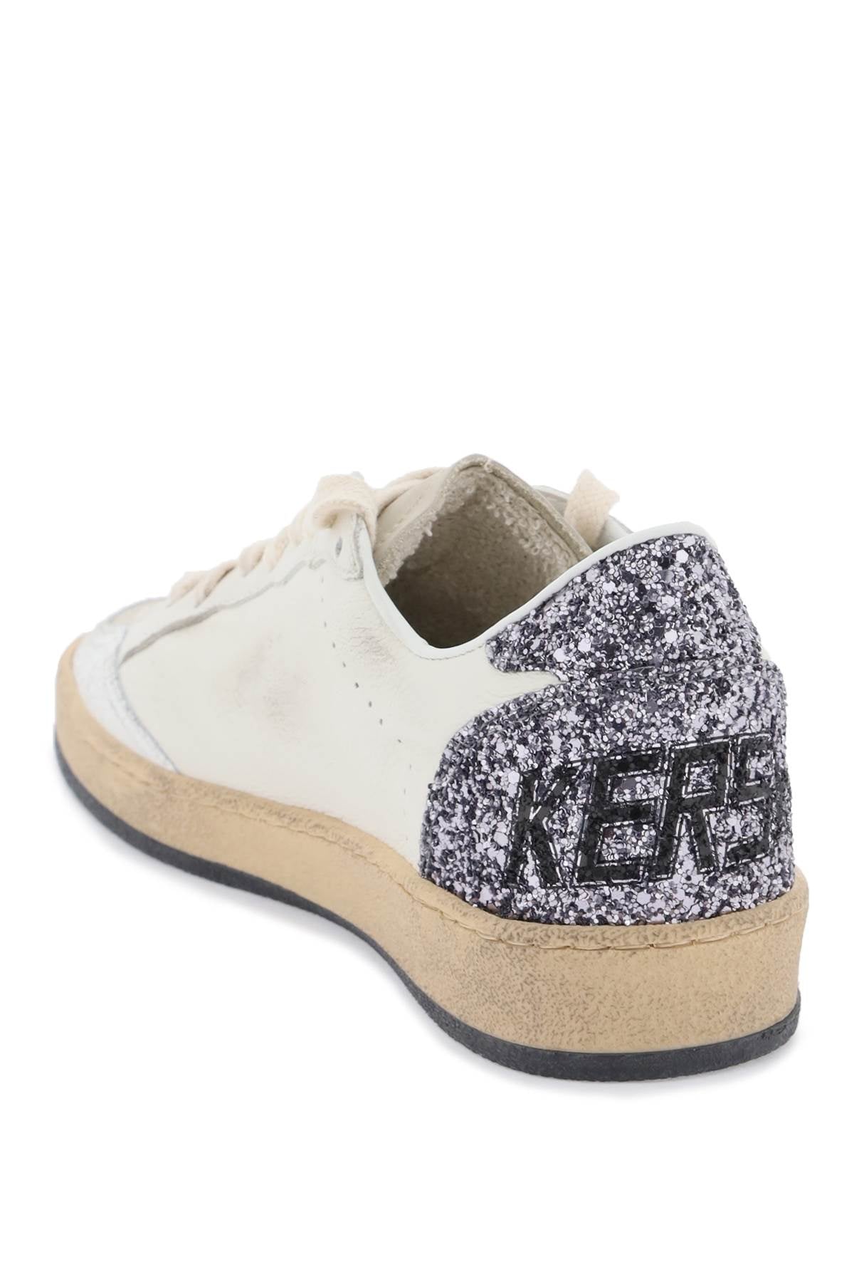 Golden Goose Ball Star Sneakers: Used-Effect Leather with Glittered Star image 2