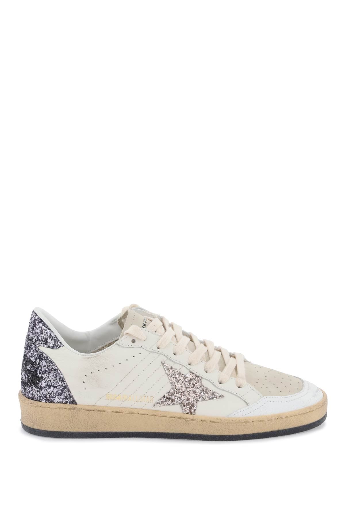 Golden Goose Ball Star Sneakers: Used-Effect Leather with Glittered Star image 0