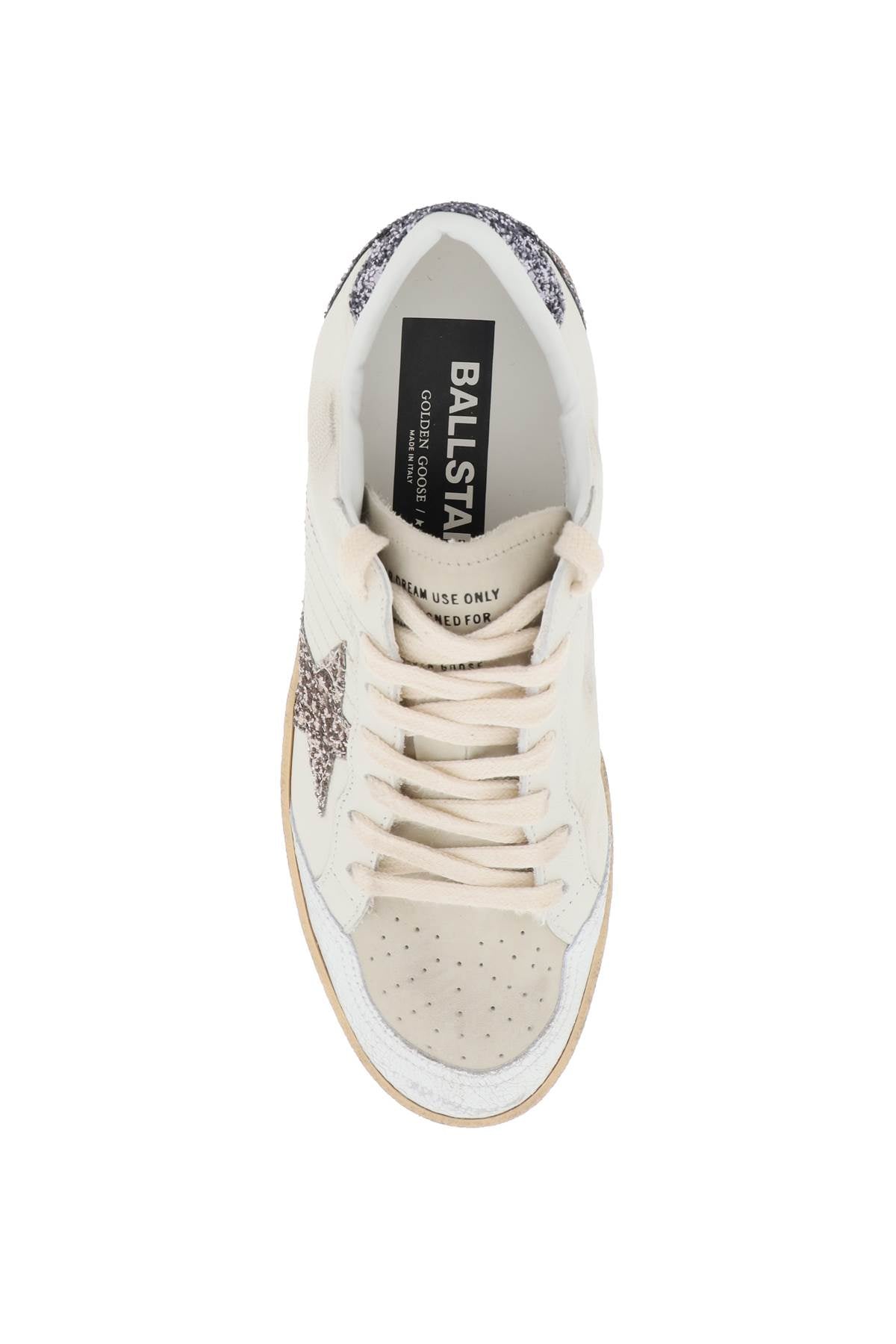 Golden Goose Ball Star Sneakers: Used-Effect Leather with Glittered Star image 1