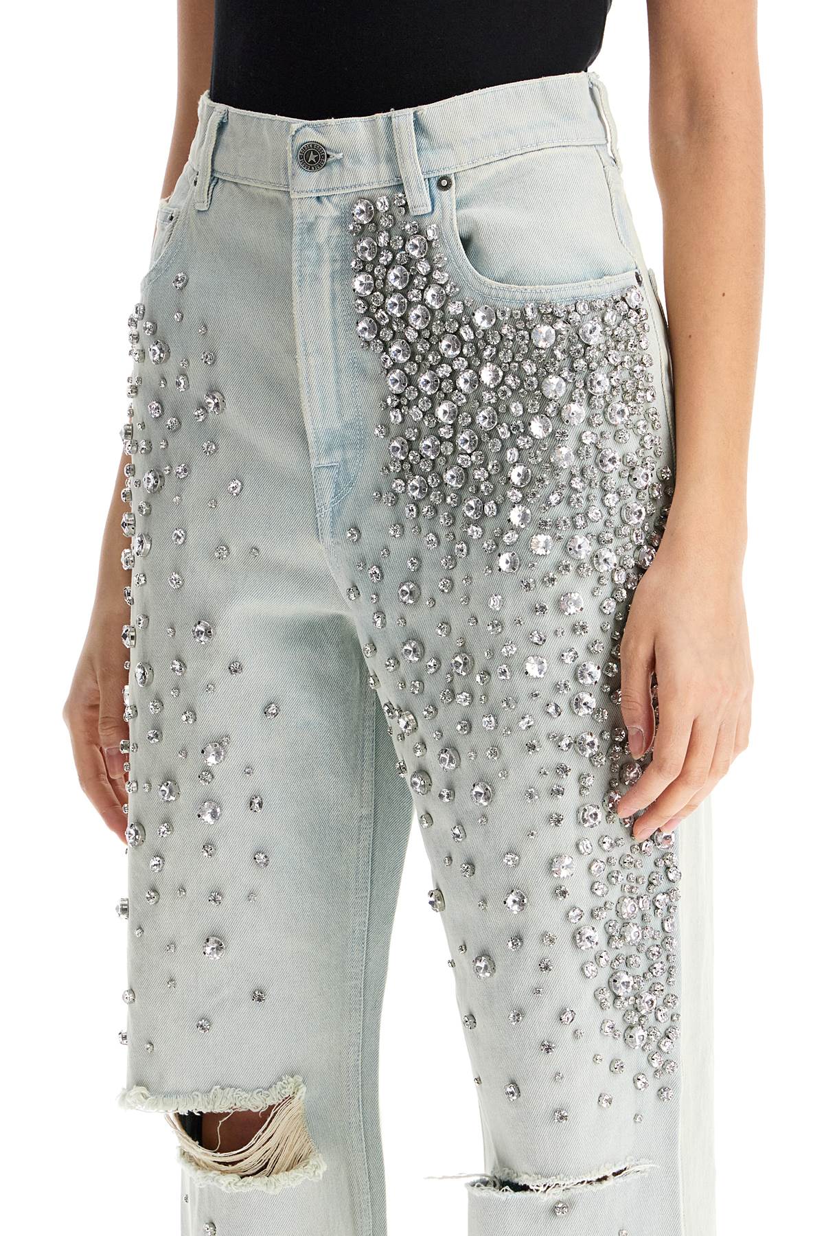 Golden Goose light blue cotton jeans with crystal stones image 3