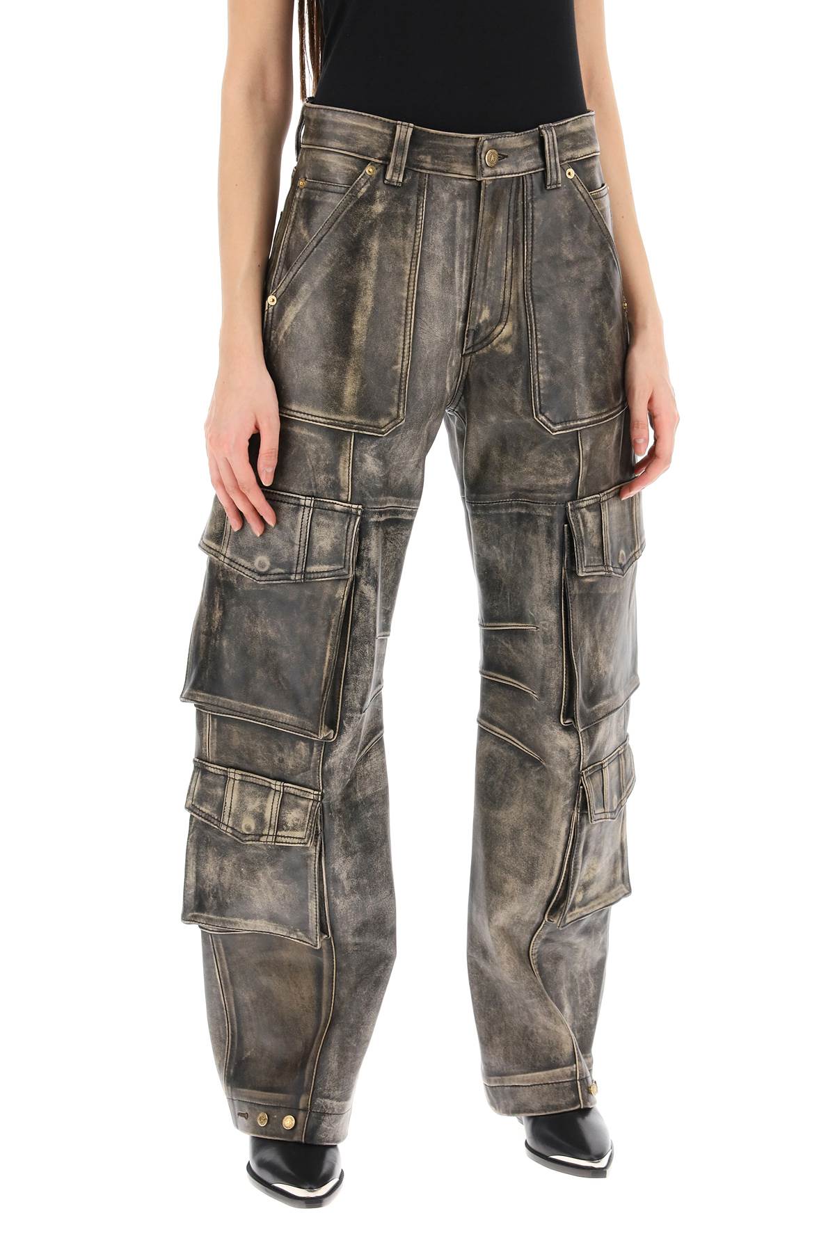 Golden Goose irin cargo pants in vintage-effect nappa leather image 1