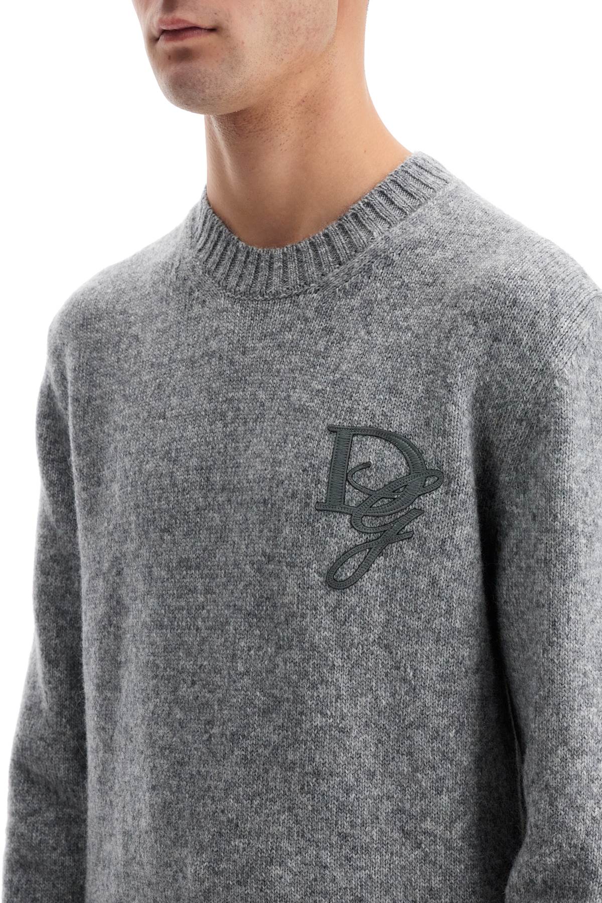 Dolce & Gabbana Round Neck Wool & Alpaca Pullover with DG Embroidery image 3