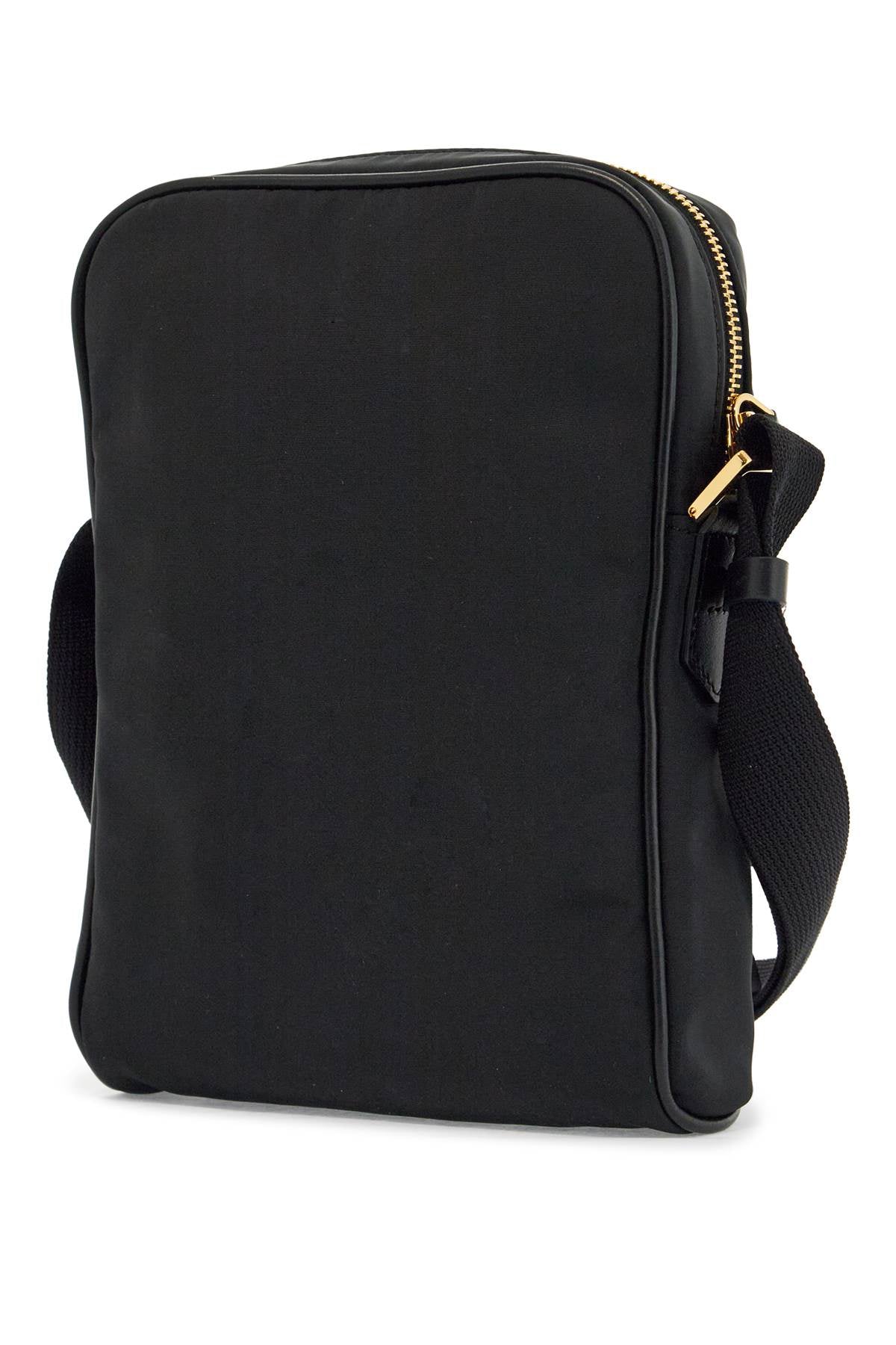 Tom Ford elegant black leather and polyester messenger bag with adjustable shoulder strap image 1