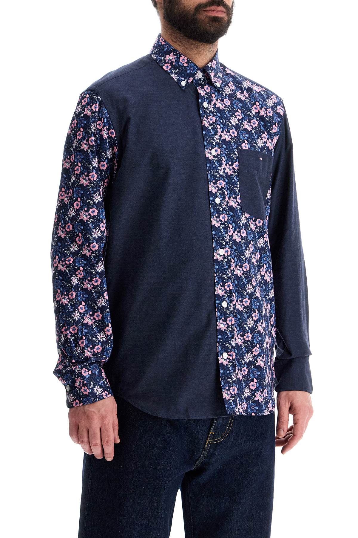 EDEN PARK blue floral long sleeve cotton regular fit shirt image 1