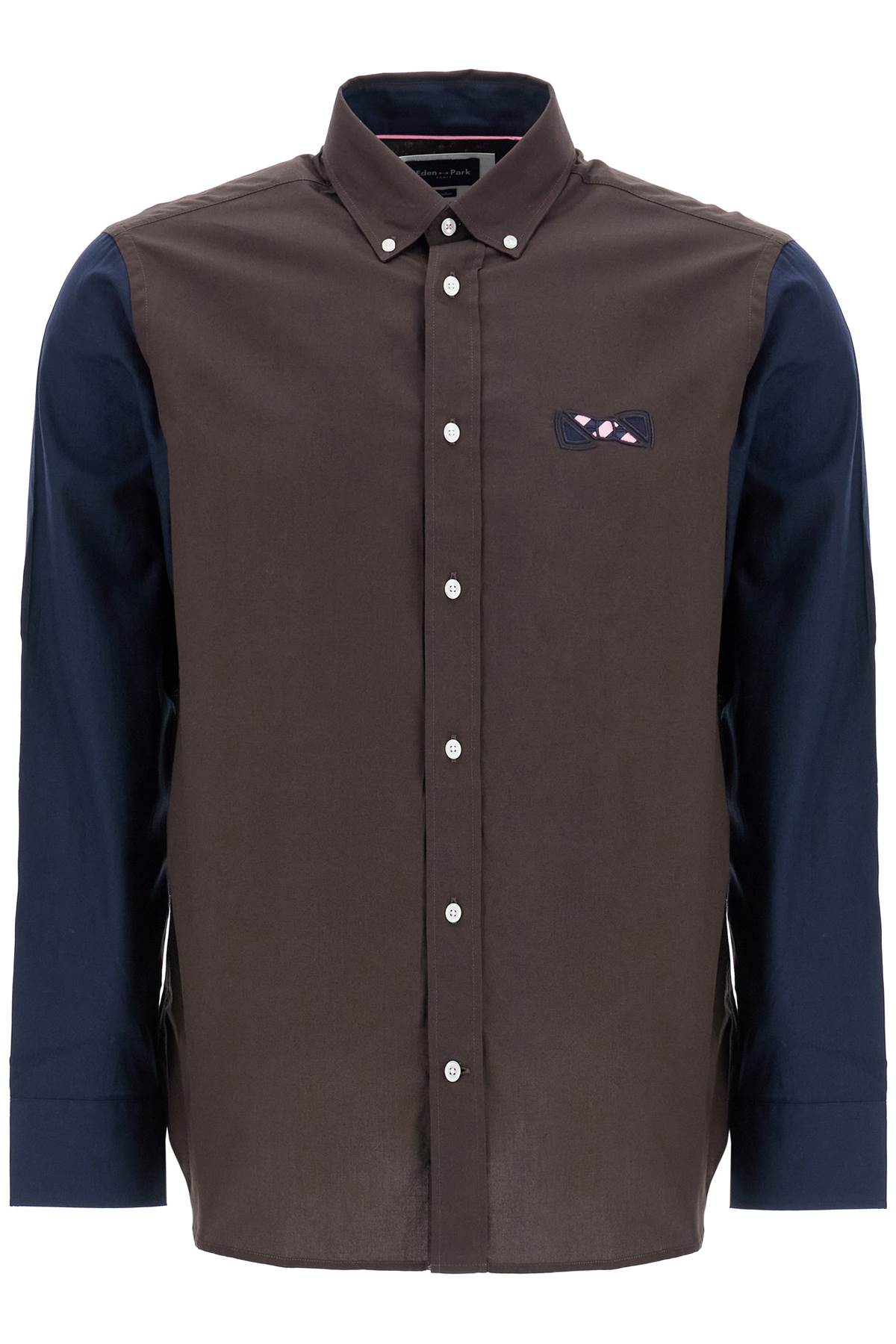 EDEN PARK men's brown and blue patterned long sleeve cotton shirt image 0