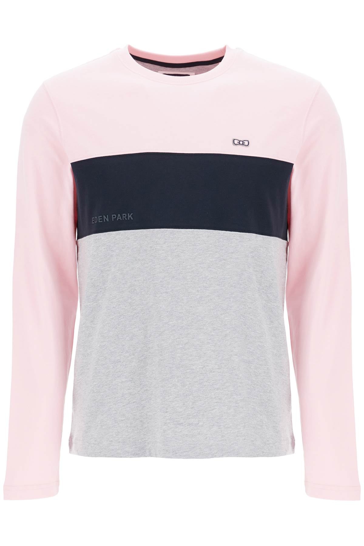 EDEN PARK long sleeve crew neck t-shirt in pink*** blue*** and gray cotton image 0