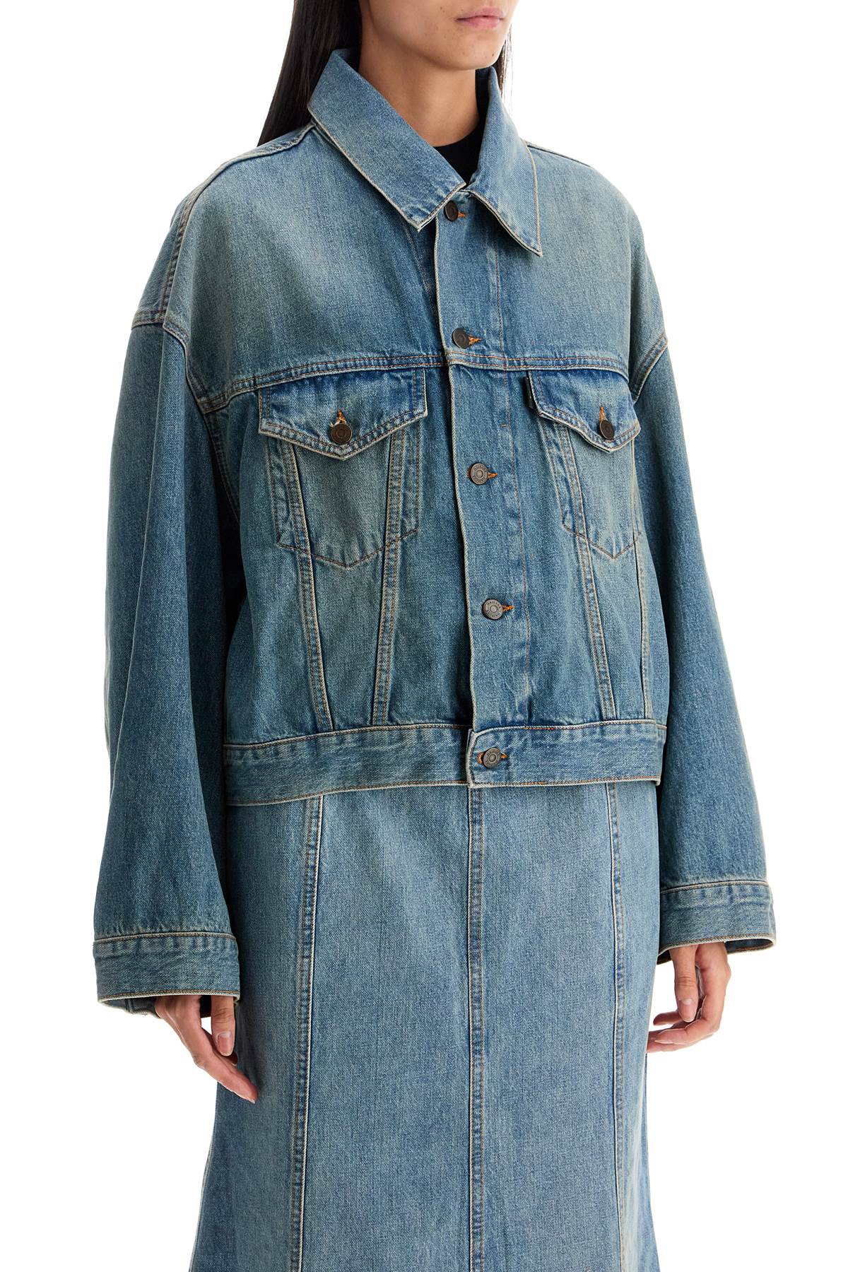 Haikure denim boxy jacket with spencer image 1