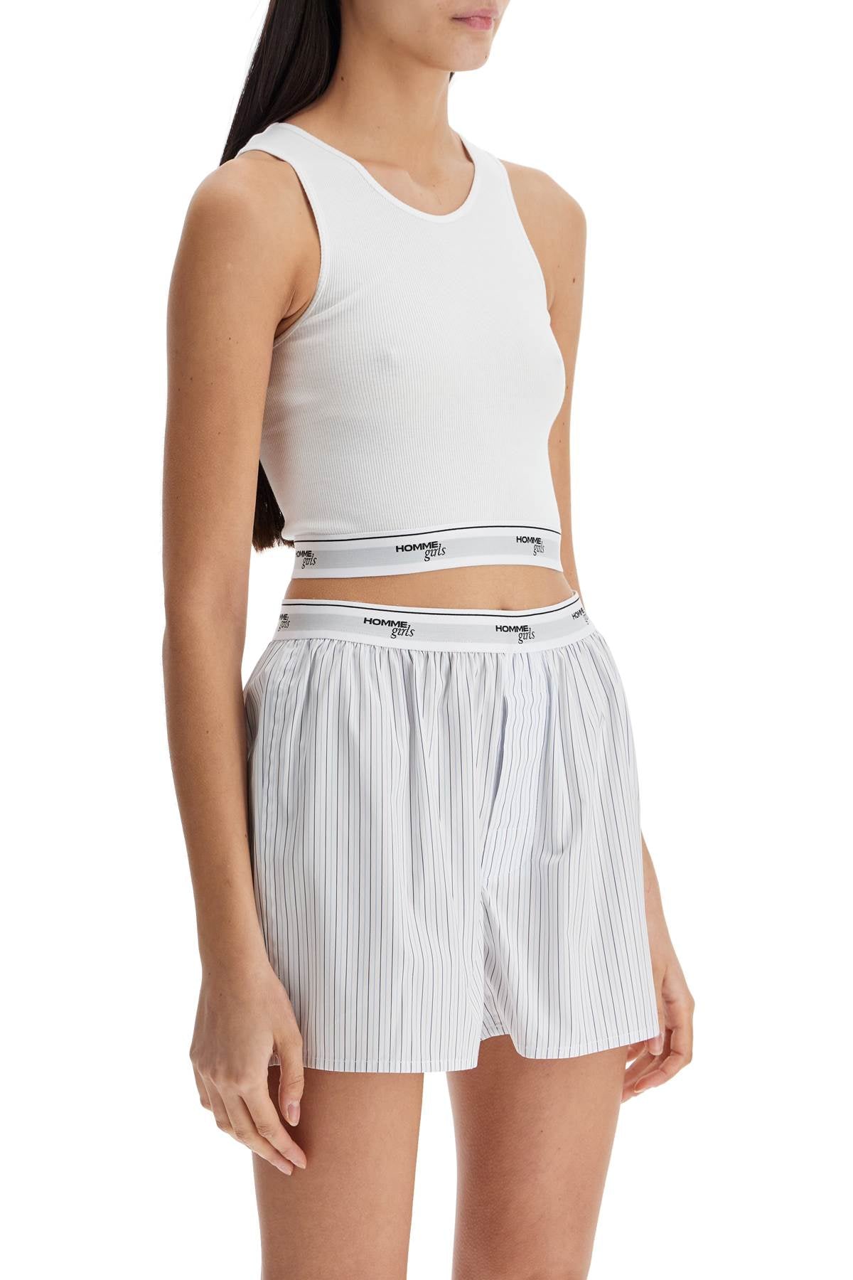 Homme Girls white cotton sleeveless crop top image 1